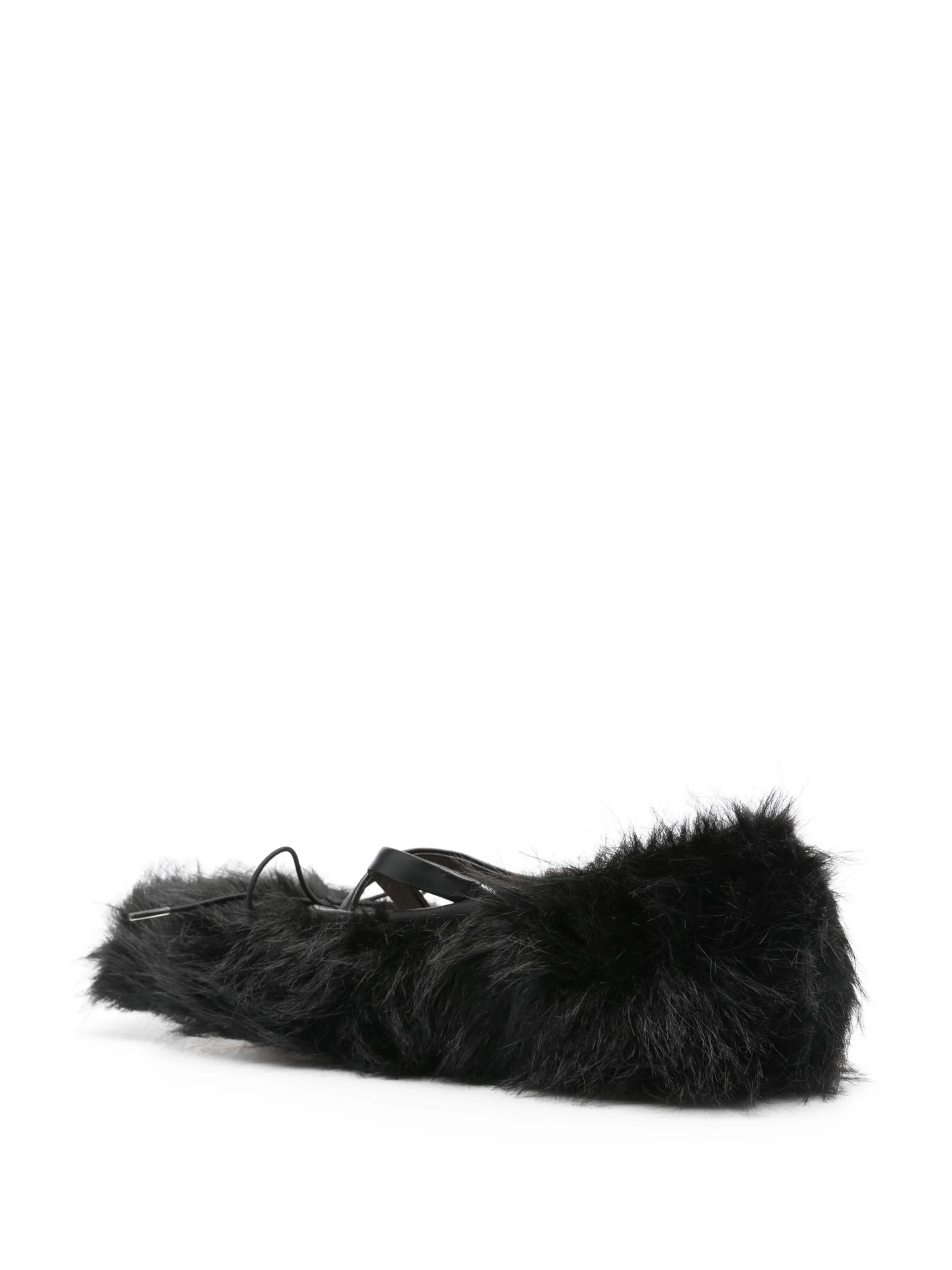 faux-fur ballet flats