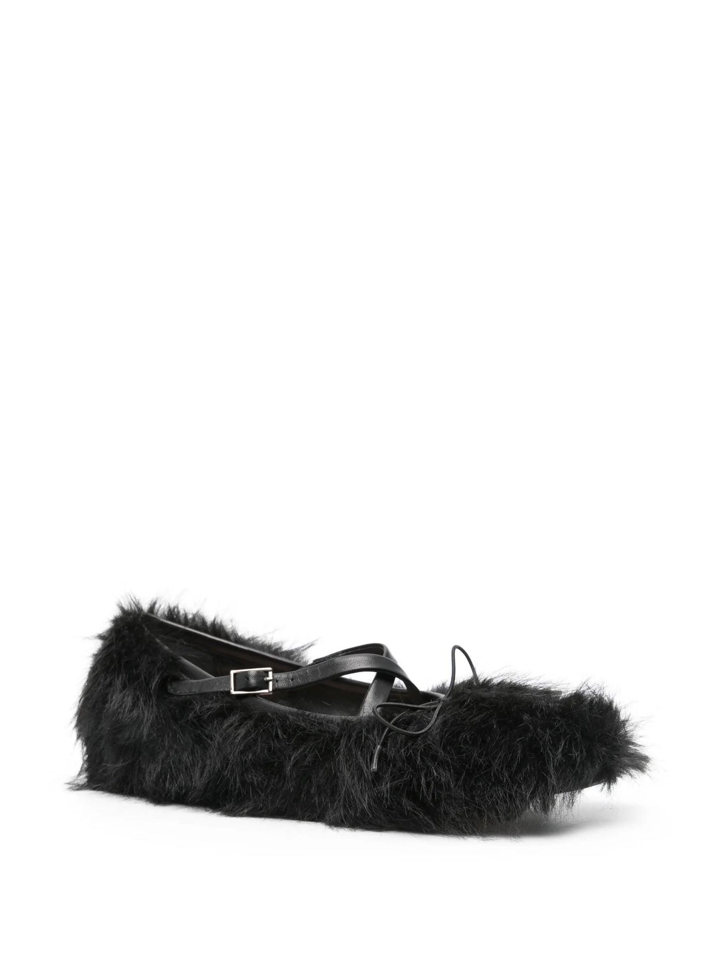 faux-fur ballet flats