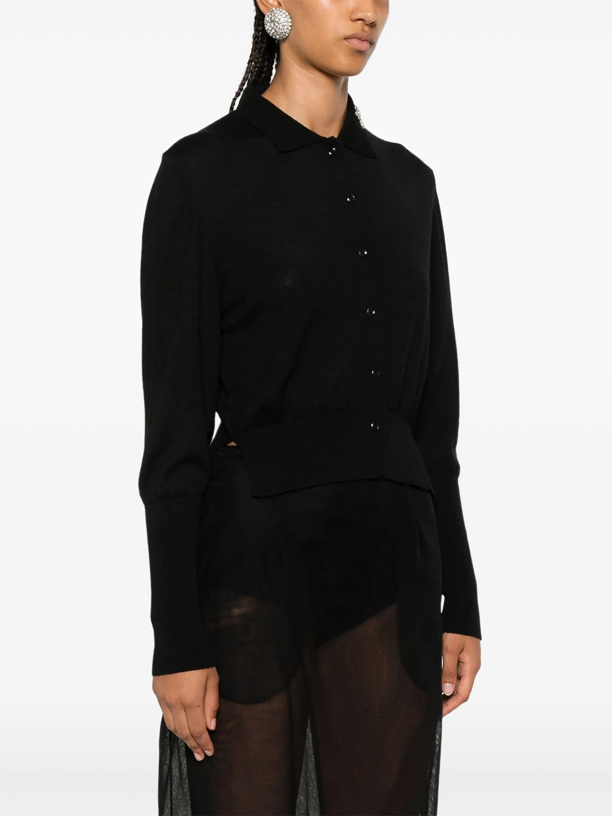 crystal-embellished polo cardigan