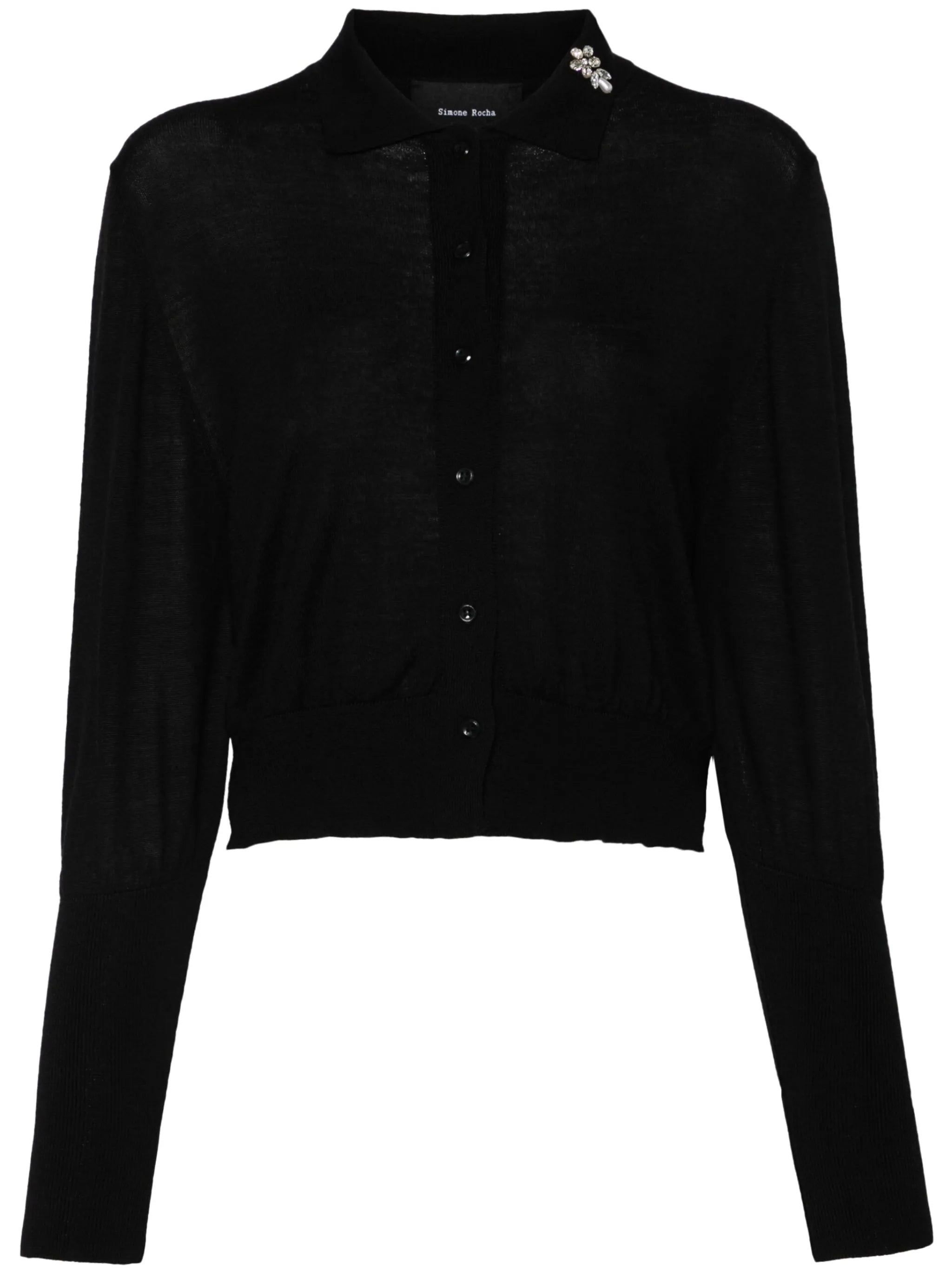 crystal-embellished polo cardigan