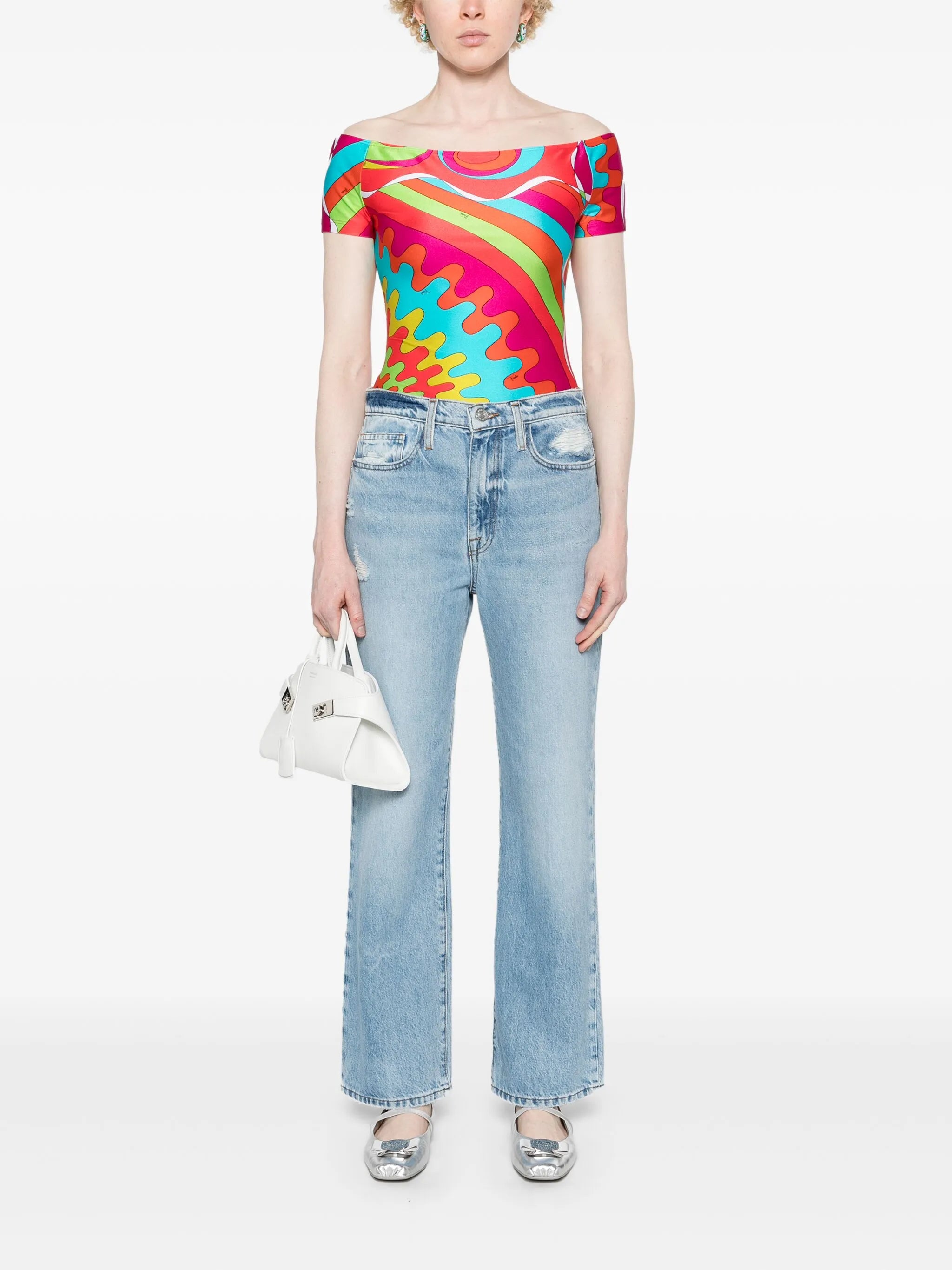 Bersaglio-print off-shoulder top