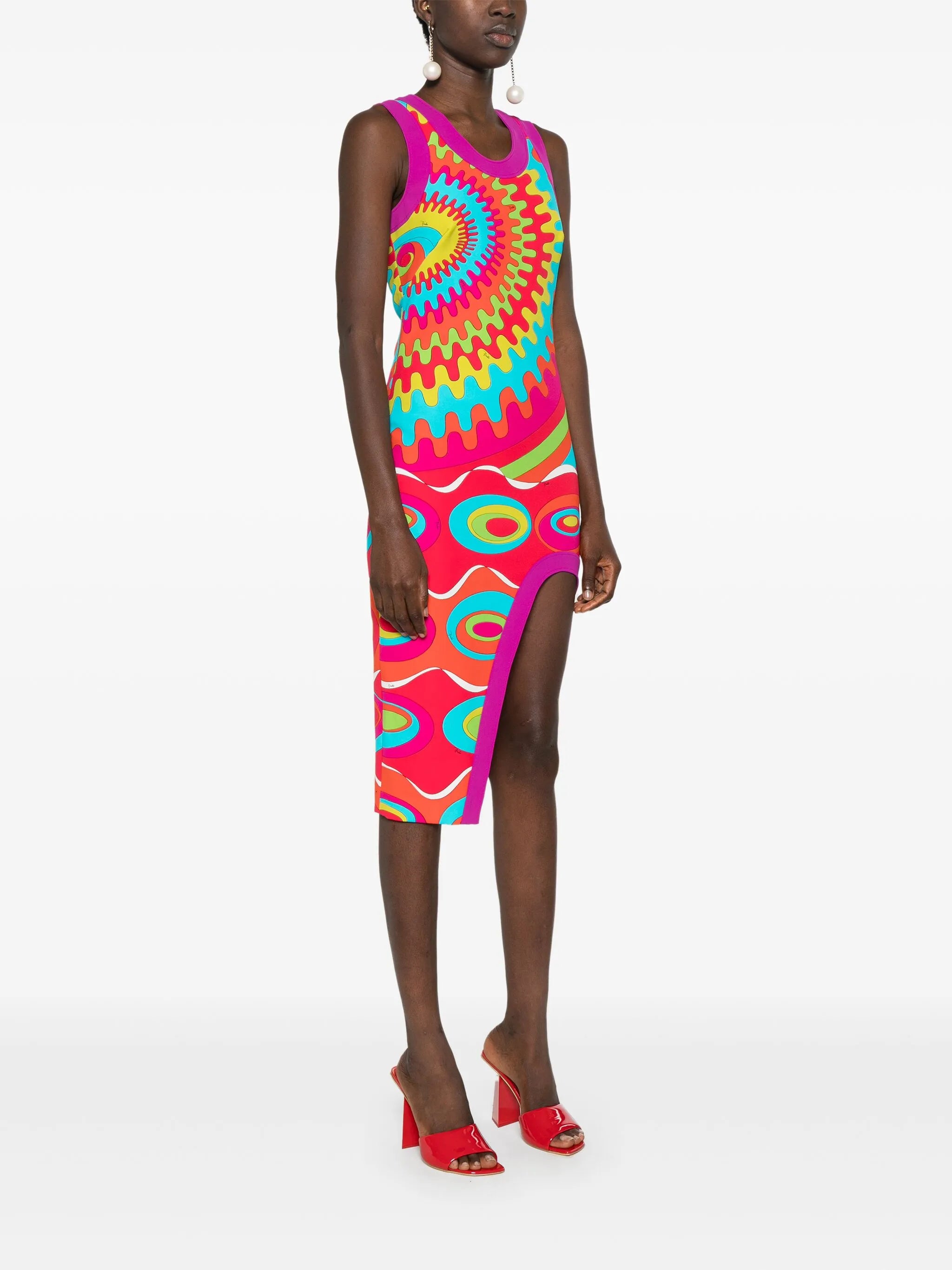 Bersaglio-print asymmetric dress
