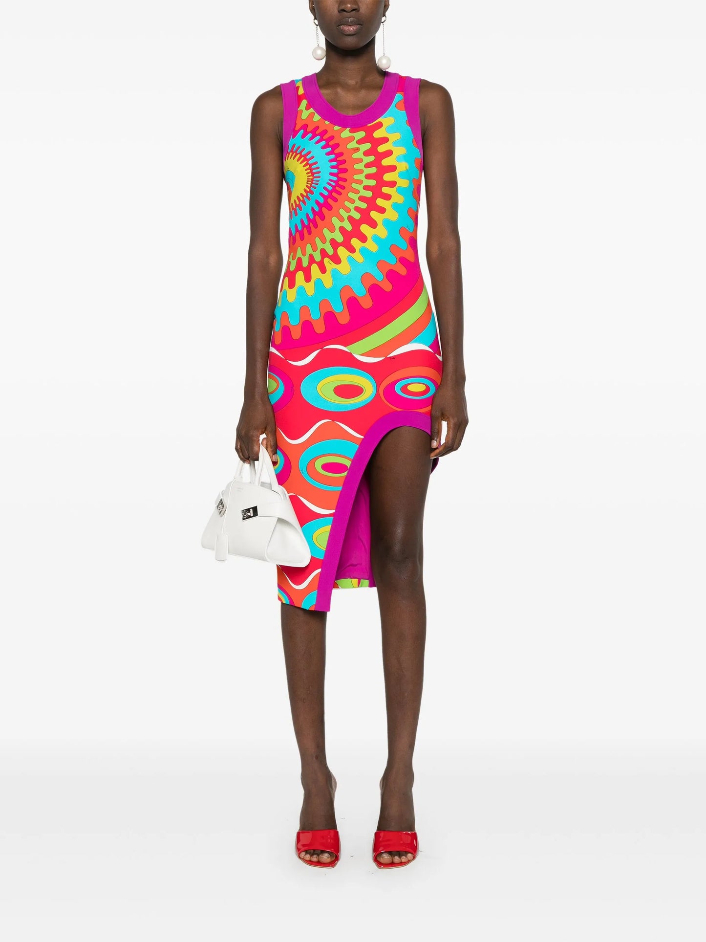 Bersaglio-print asymmetric dress