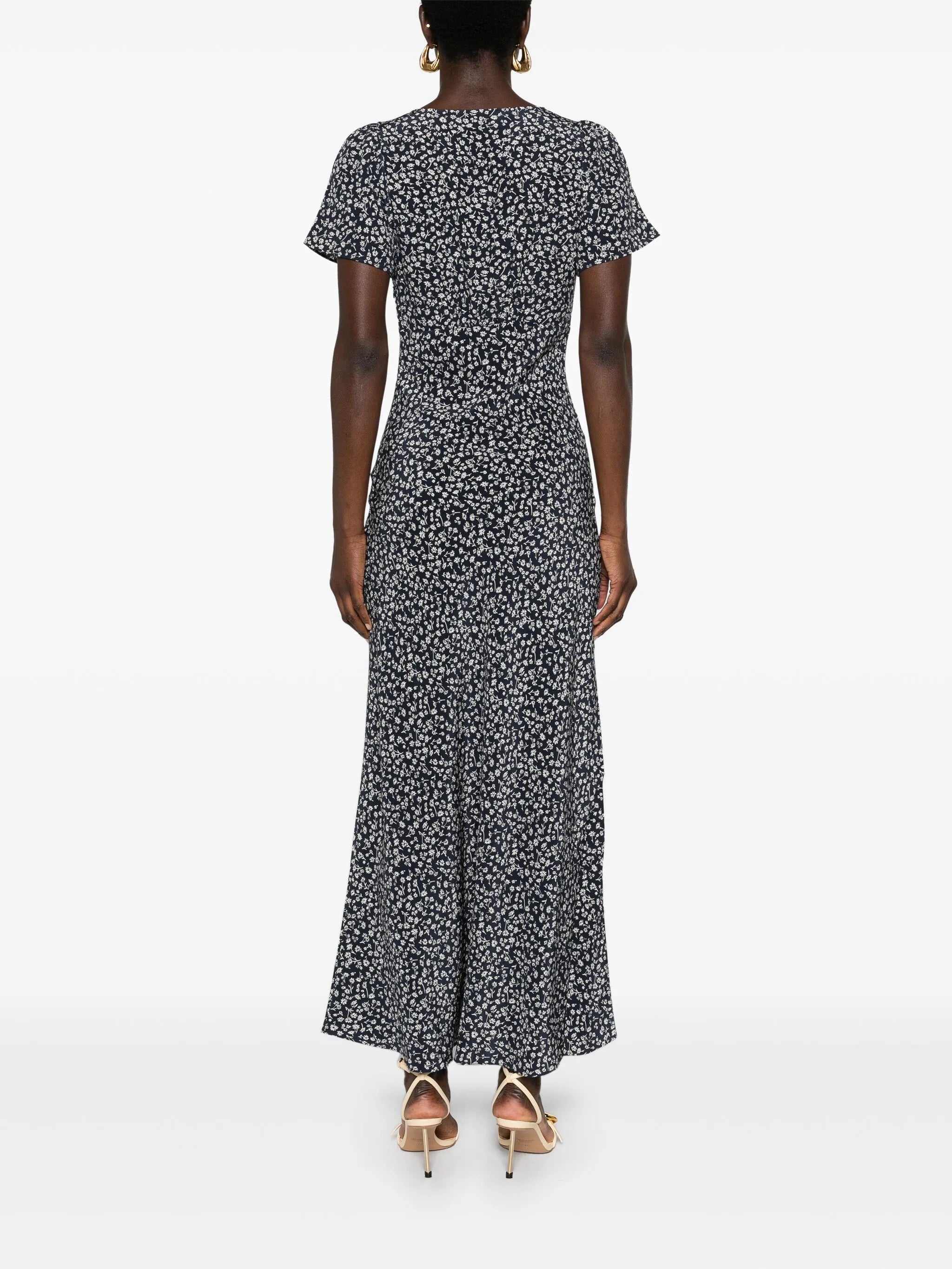 dandelion-print silk maxi dress