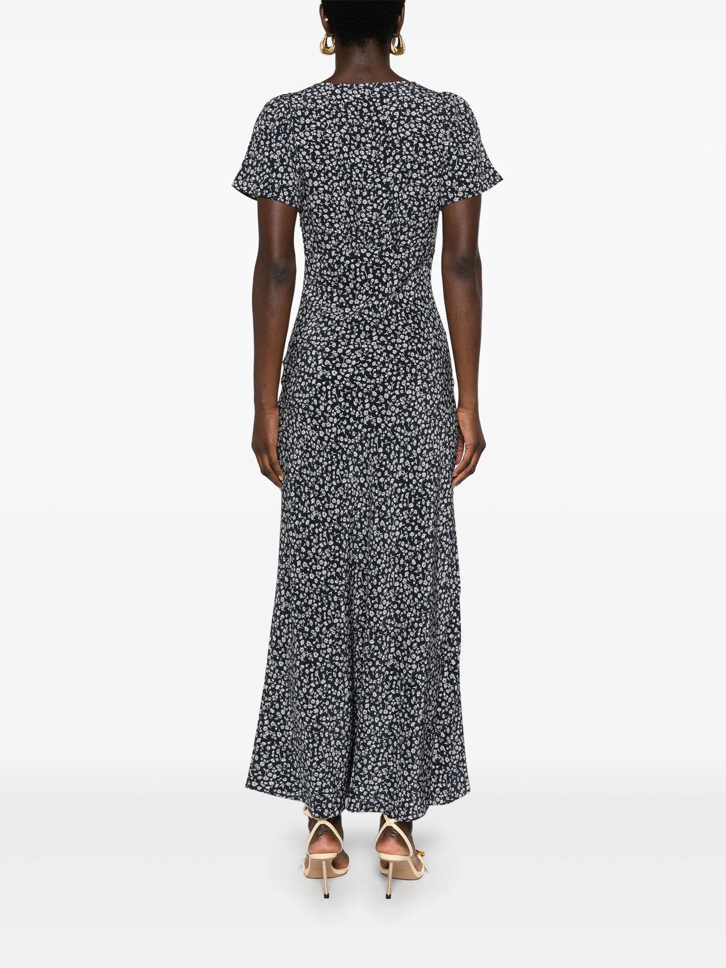 dandelion-print silk maxi dress