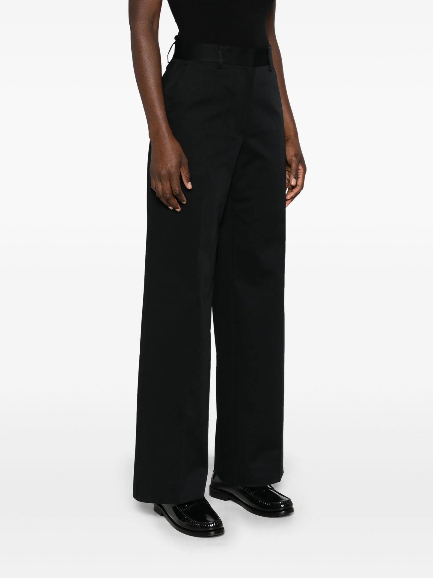 straight-leh twill tailored trousers