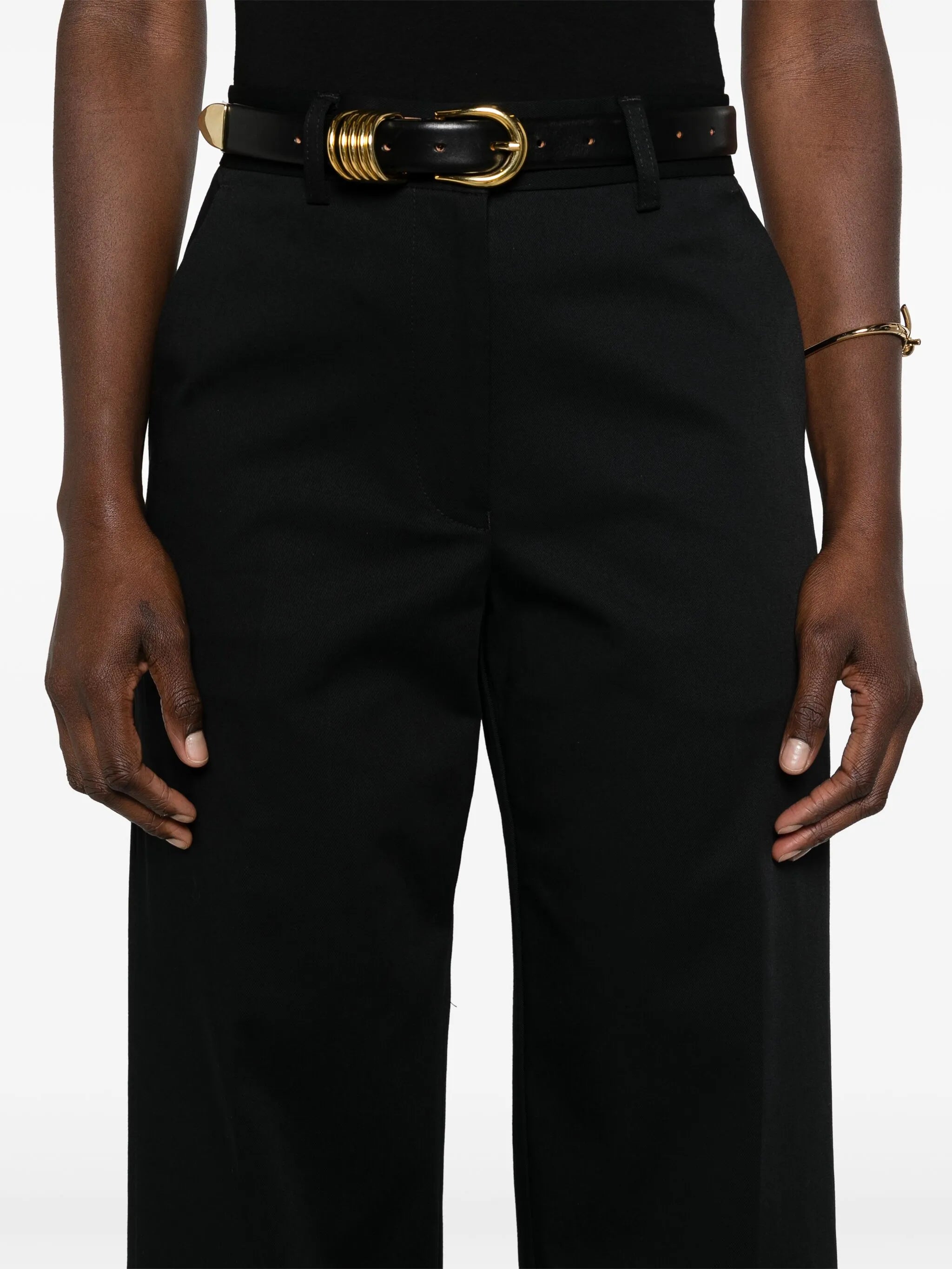 straight-leh twill tailored trousers