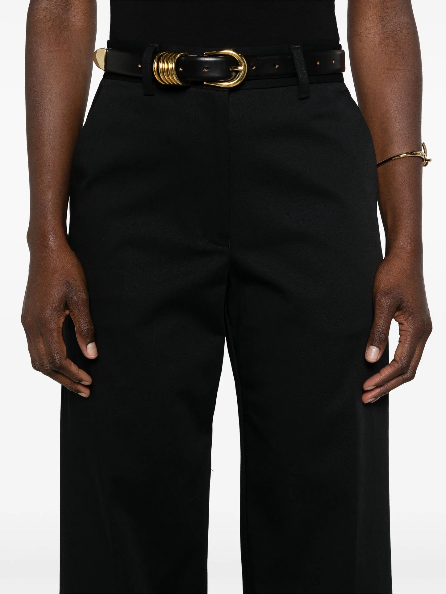 straight-leh twill tailored trousers