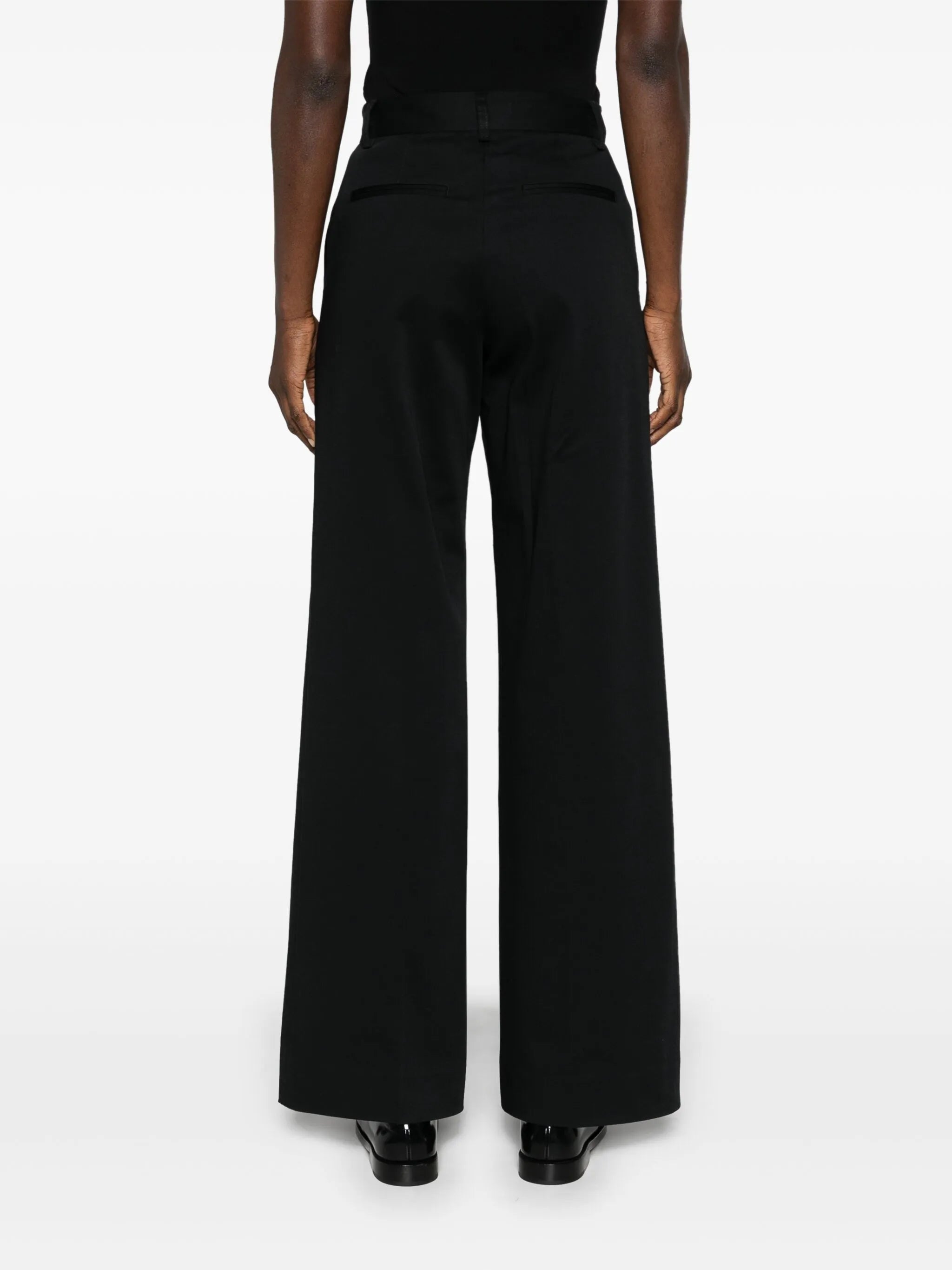straight-leh twill tailored trousers