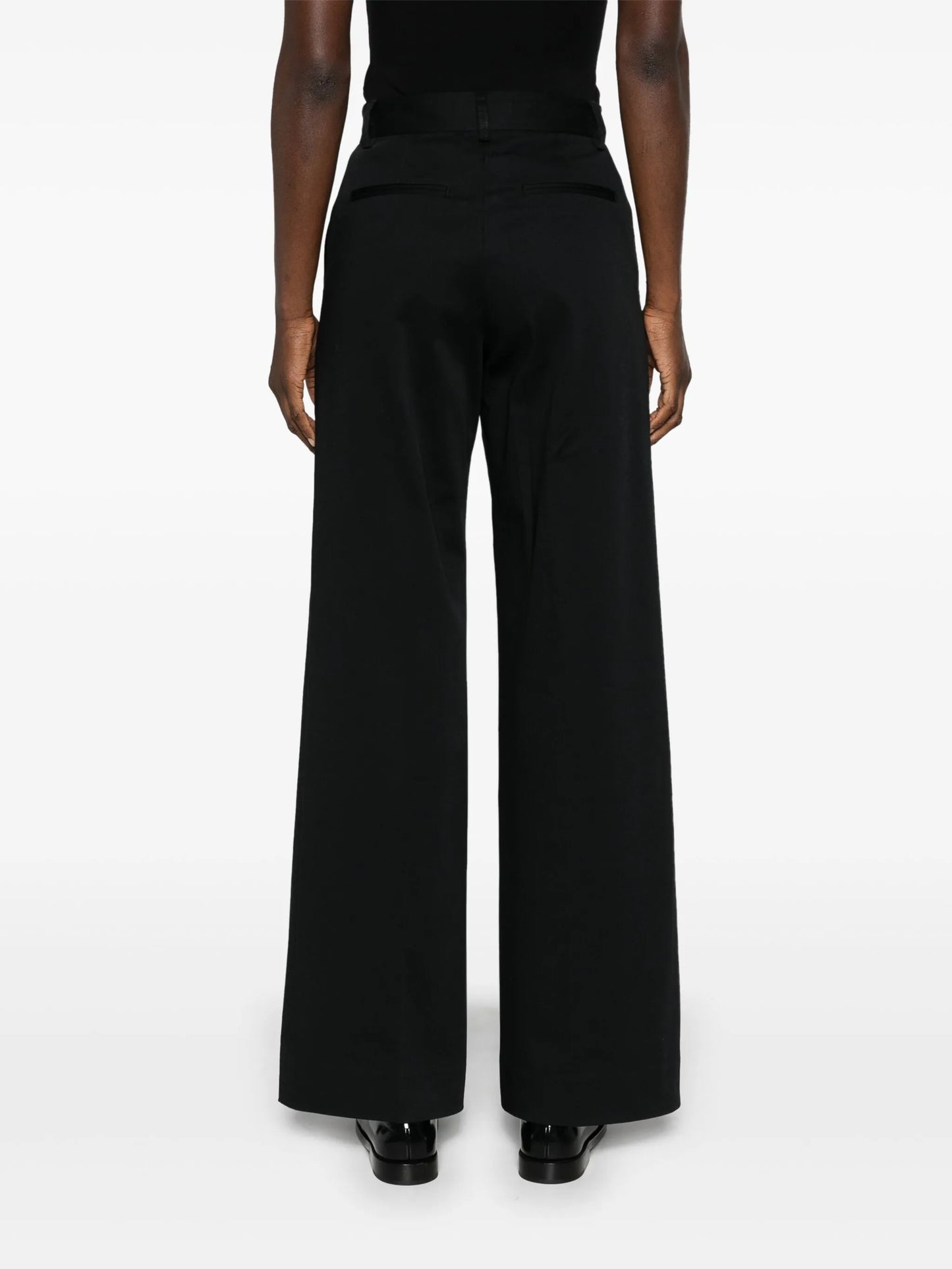 straight-leh twill tailored trousers
