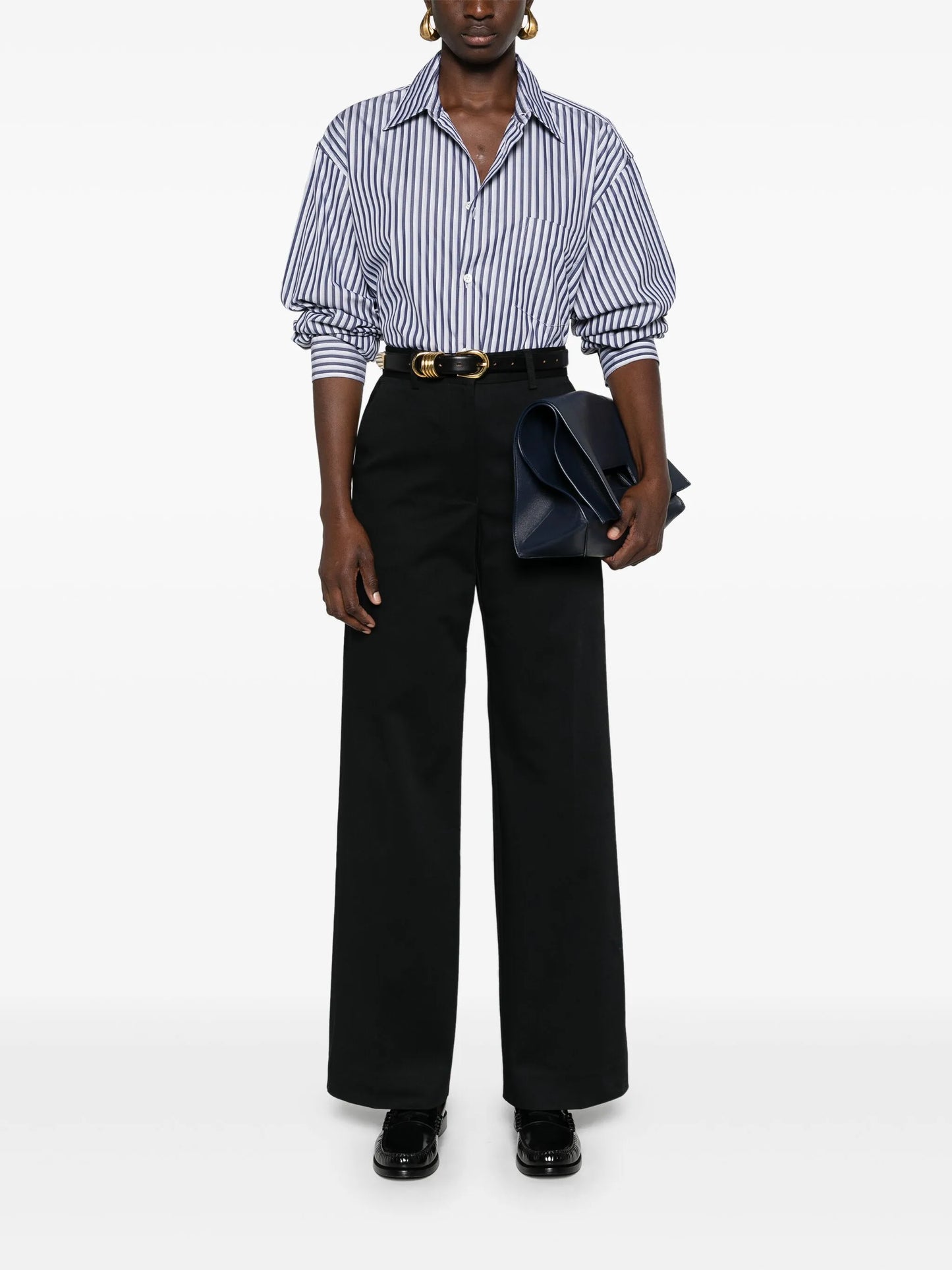 straight-leh twill tailored trousers