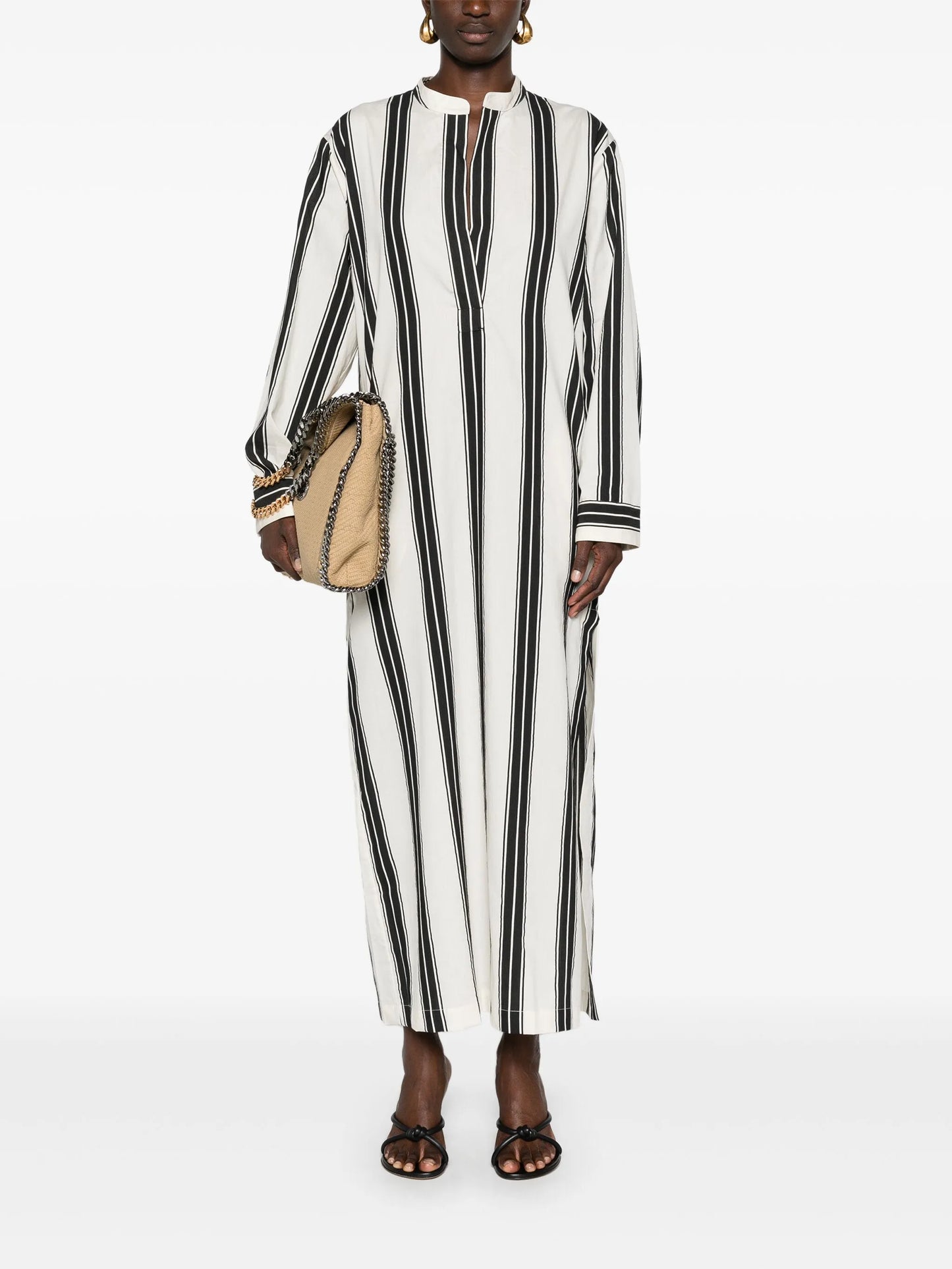 Djellaba striped maxi dress