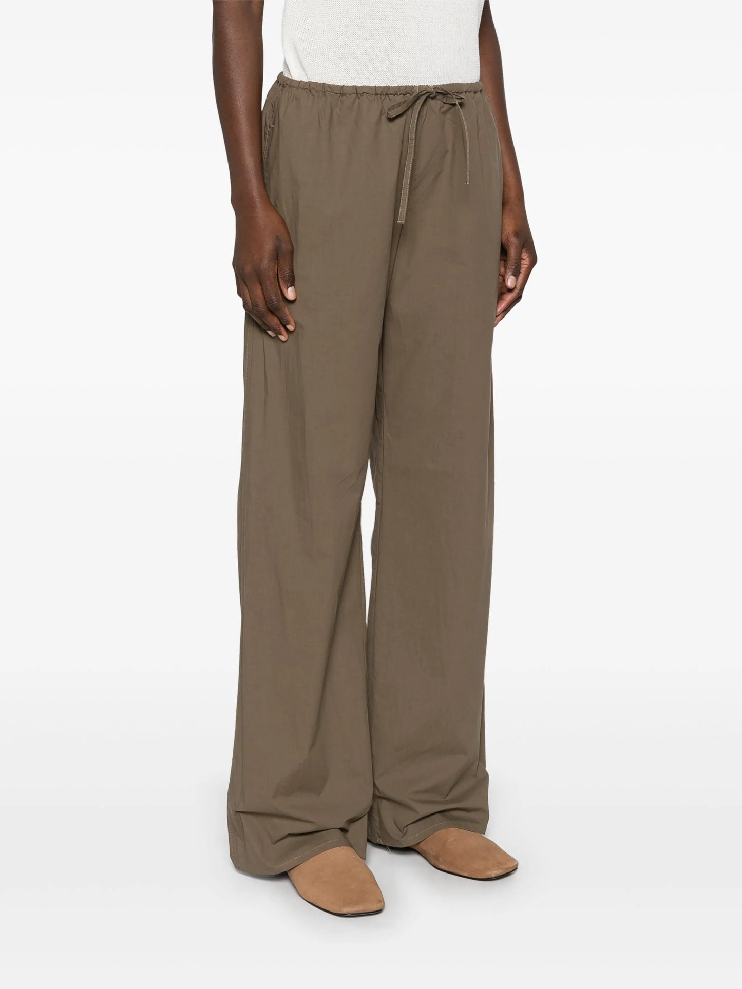 drawstring-waist organic cotton trousers