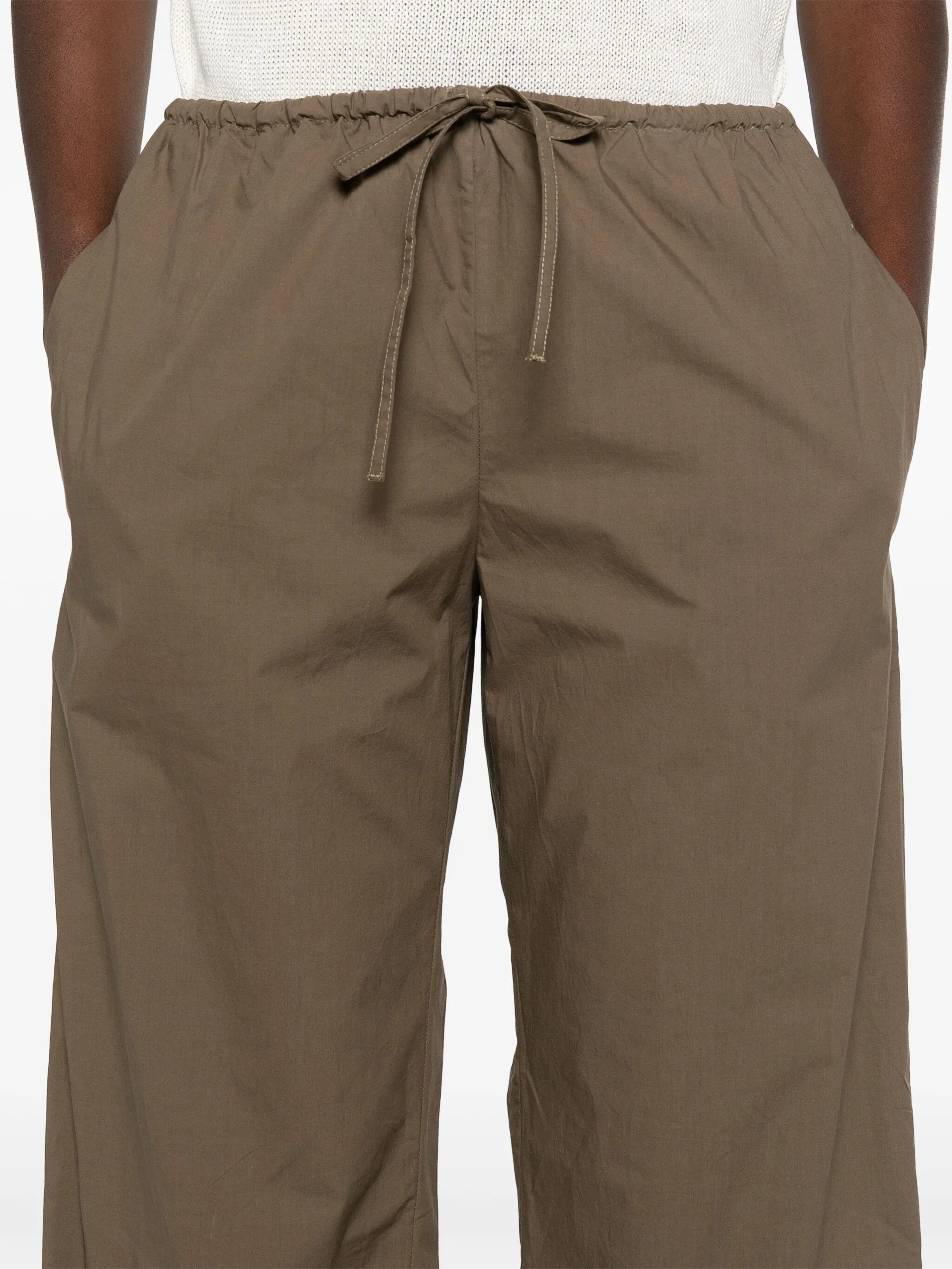 drawstring-waist organic cotton trousers