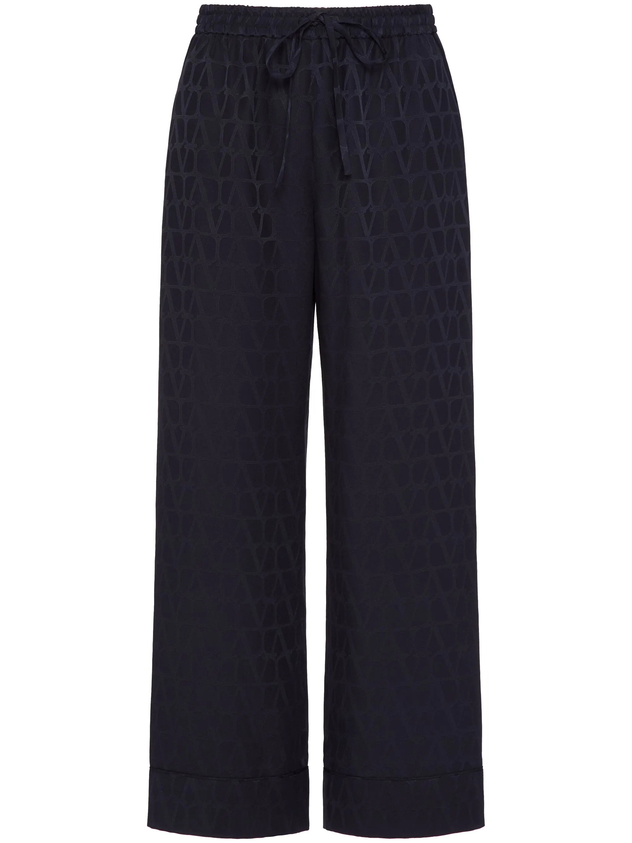 Optical V silk trousers