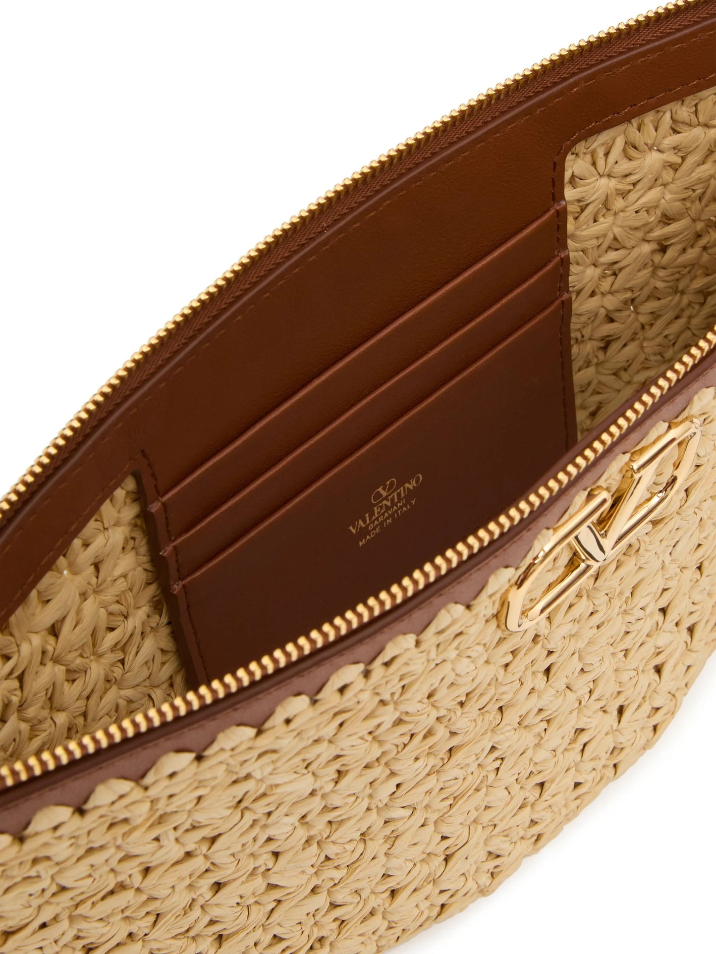 VLogo Signature raffia clutch bag