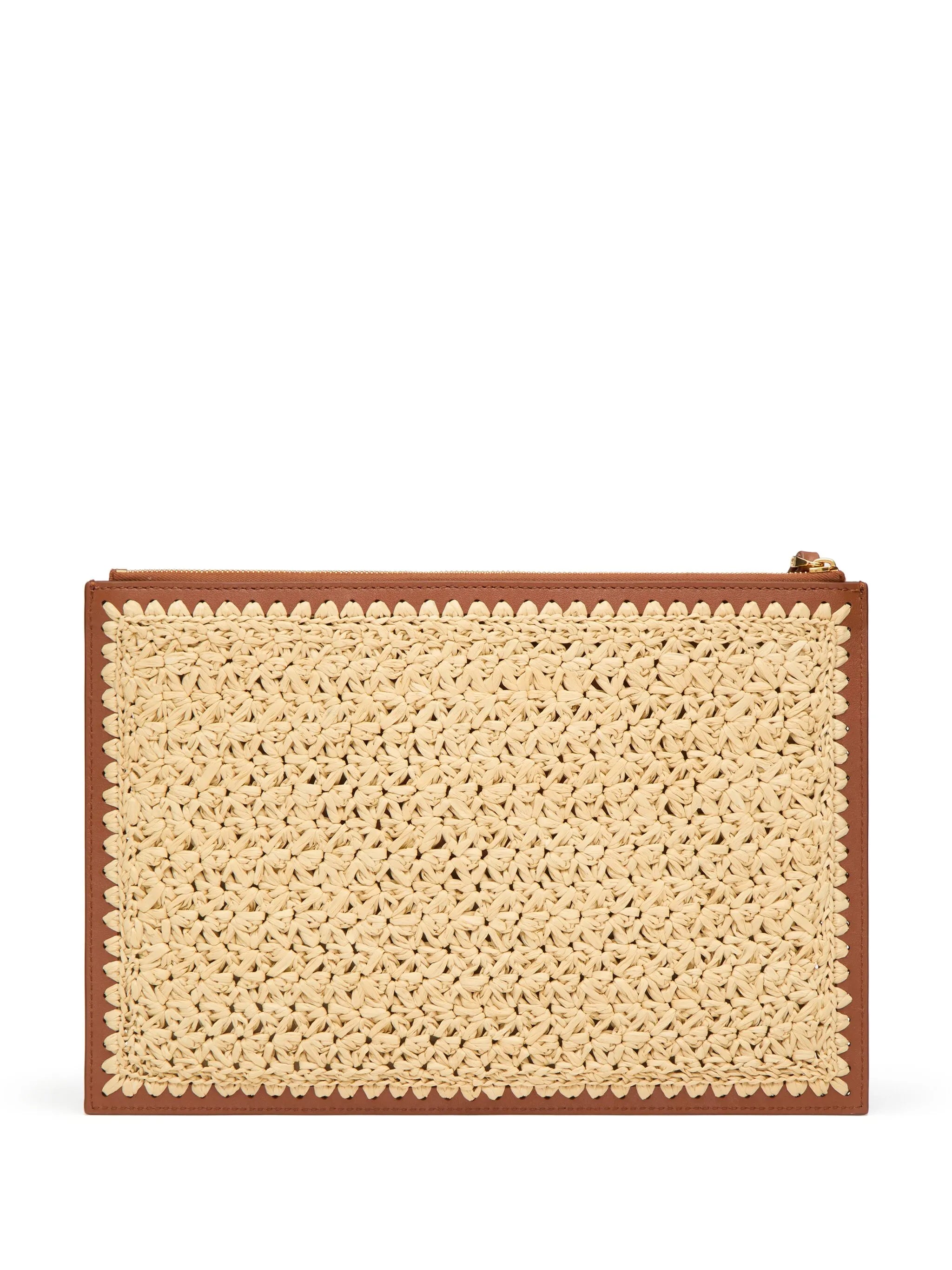 VLogo Signature raffia clutch bag