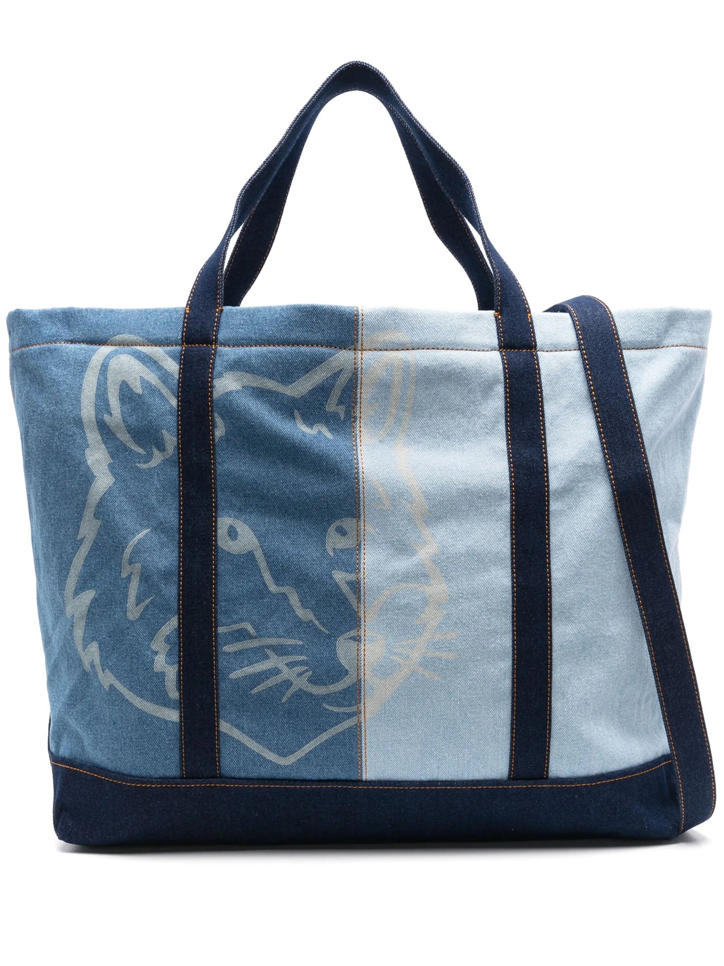 Fox Head-print tote bag
