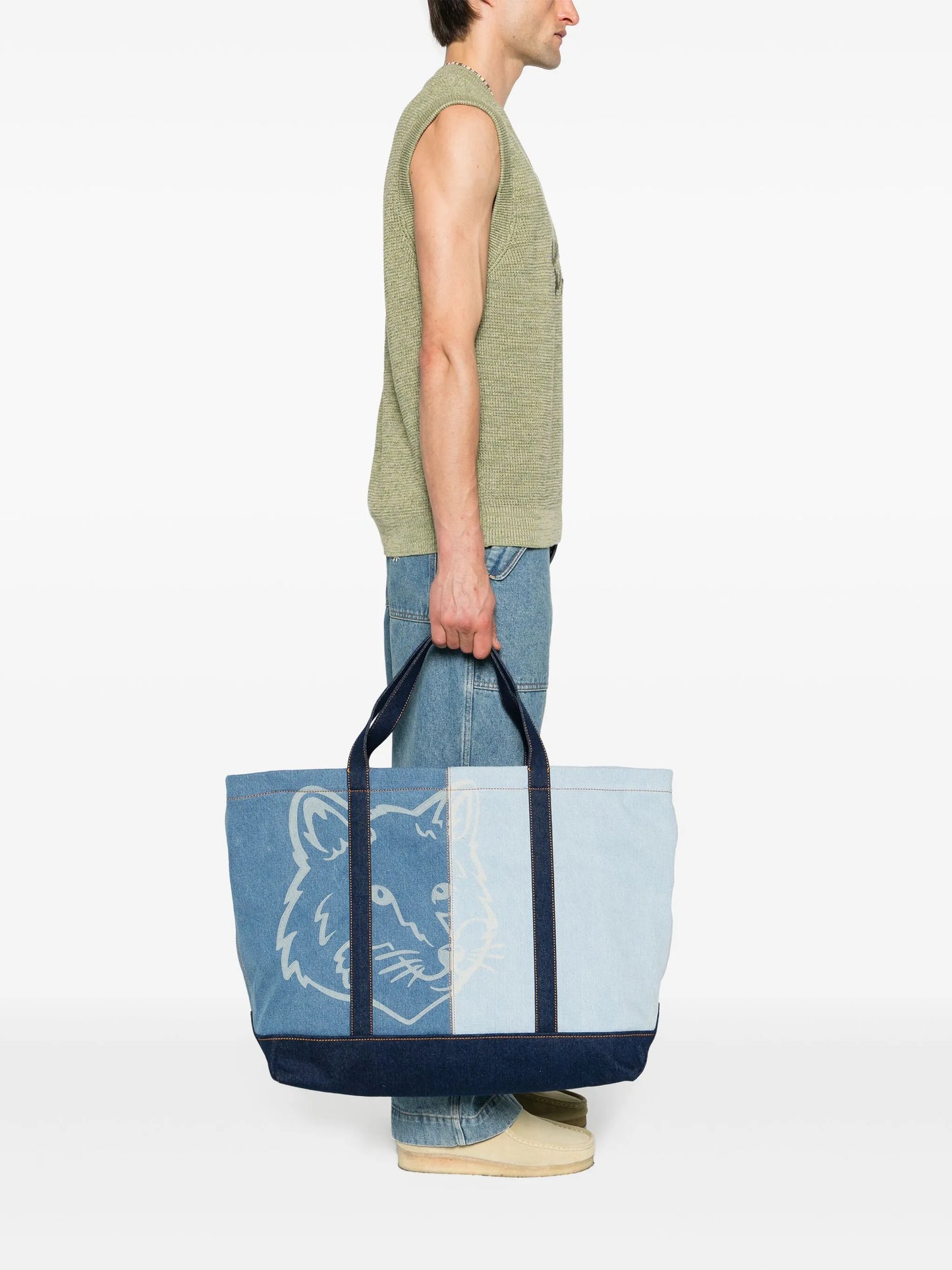 Fox Head-print tote bag