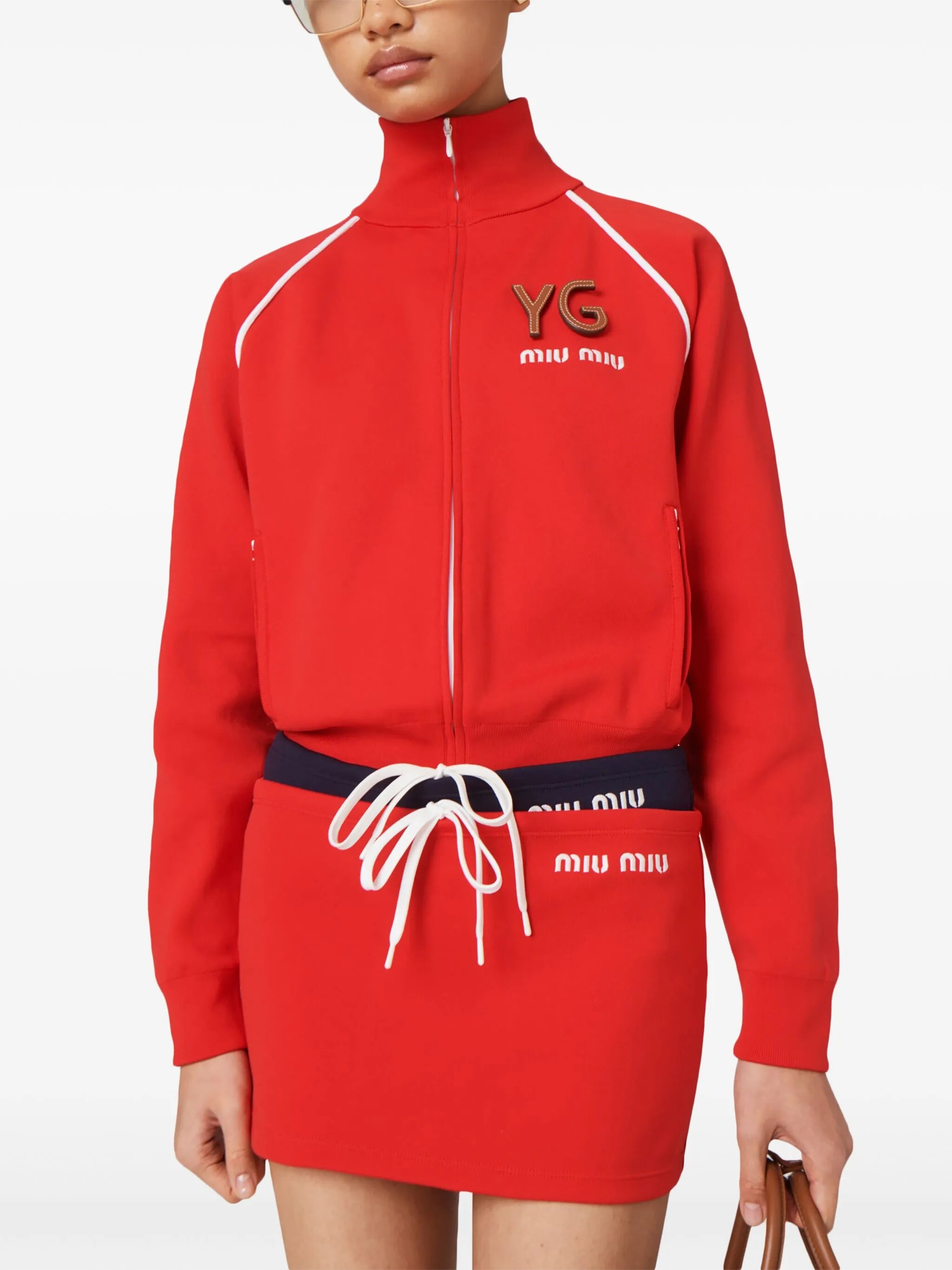 logo-embroidered fleece cardigan