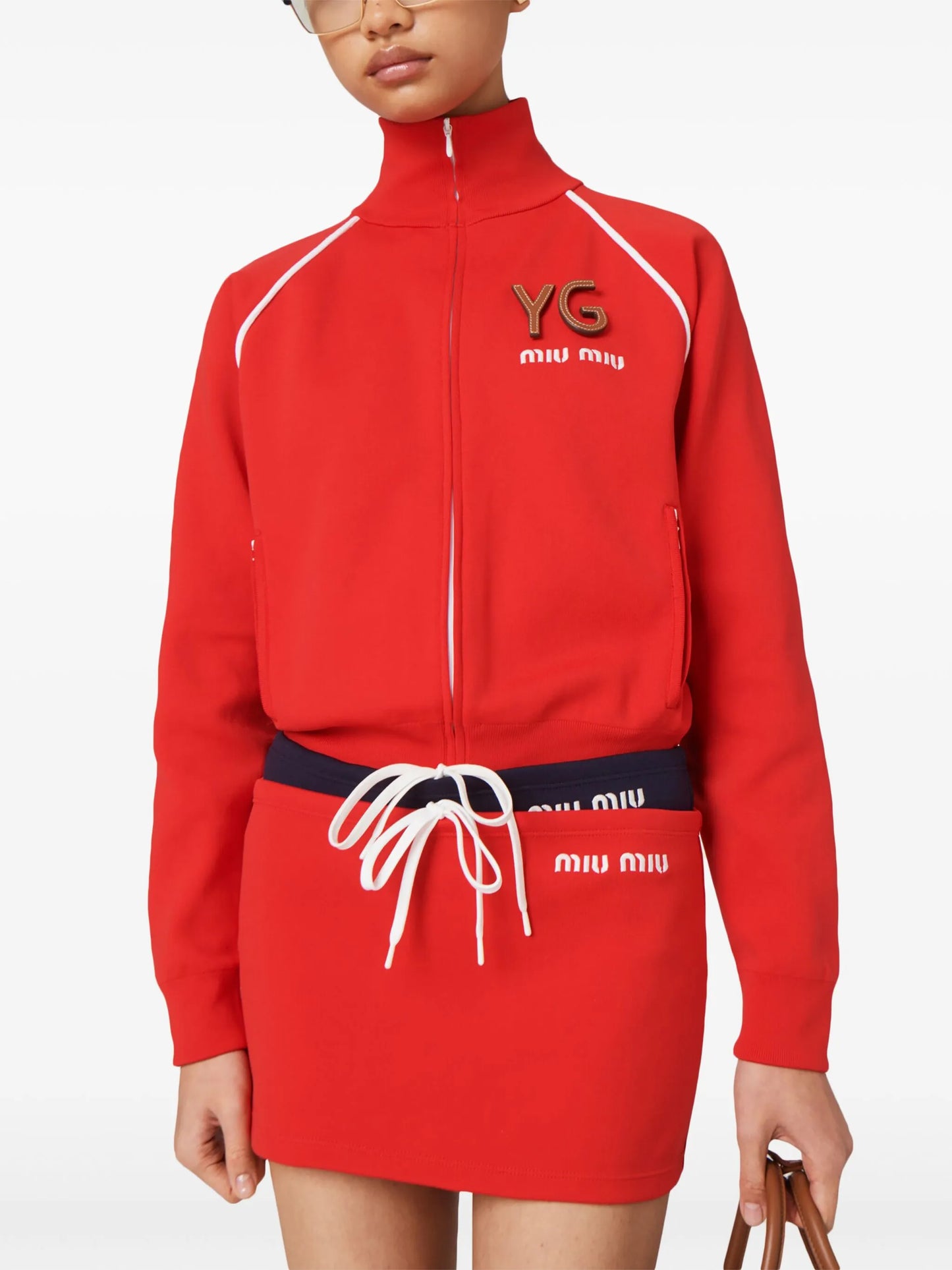 logo-embroidered fleece cardigan