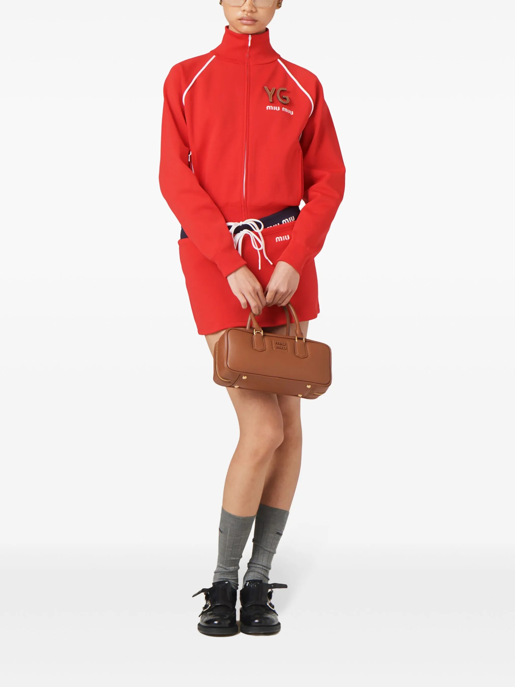 logo-embroidered fleece cardigan