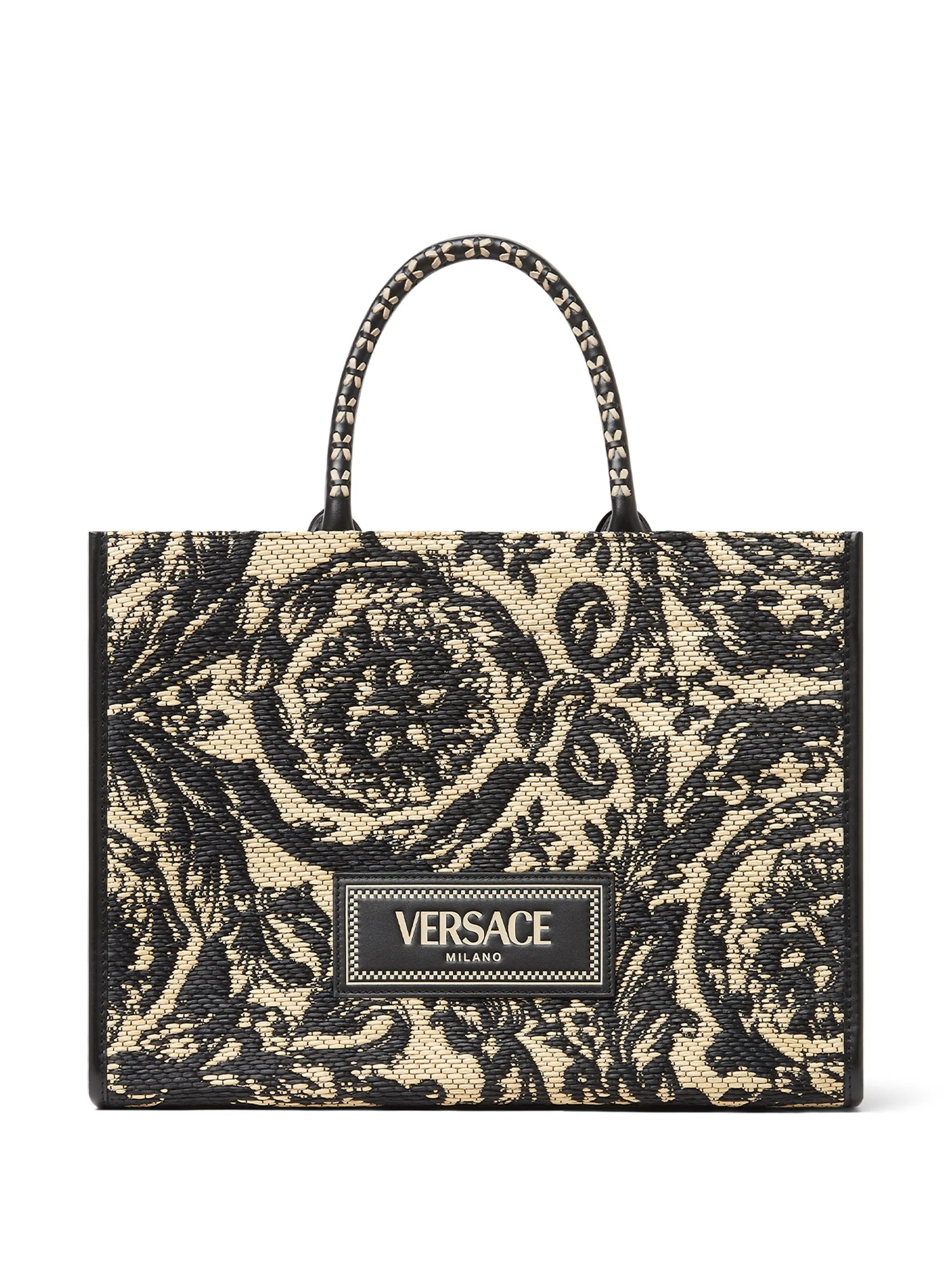 medium Barocco Athena raffia tote bag