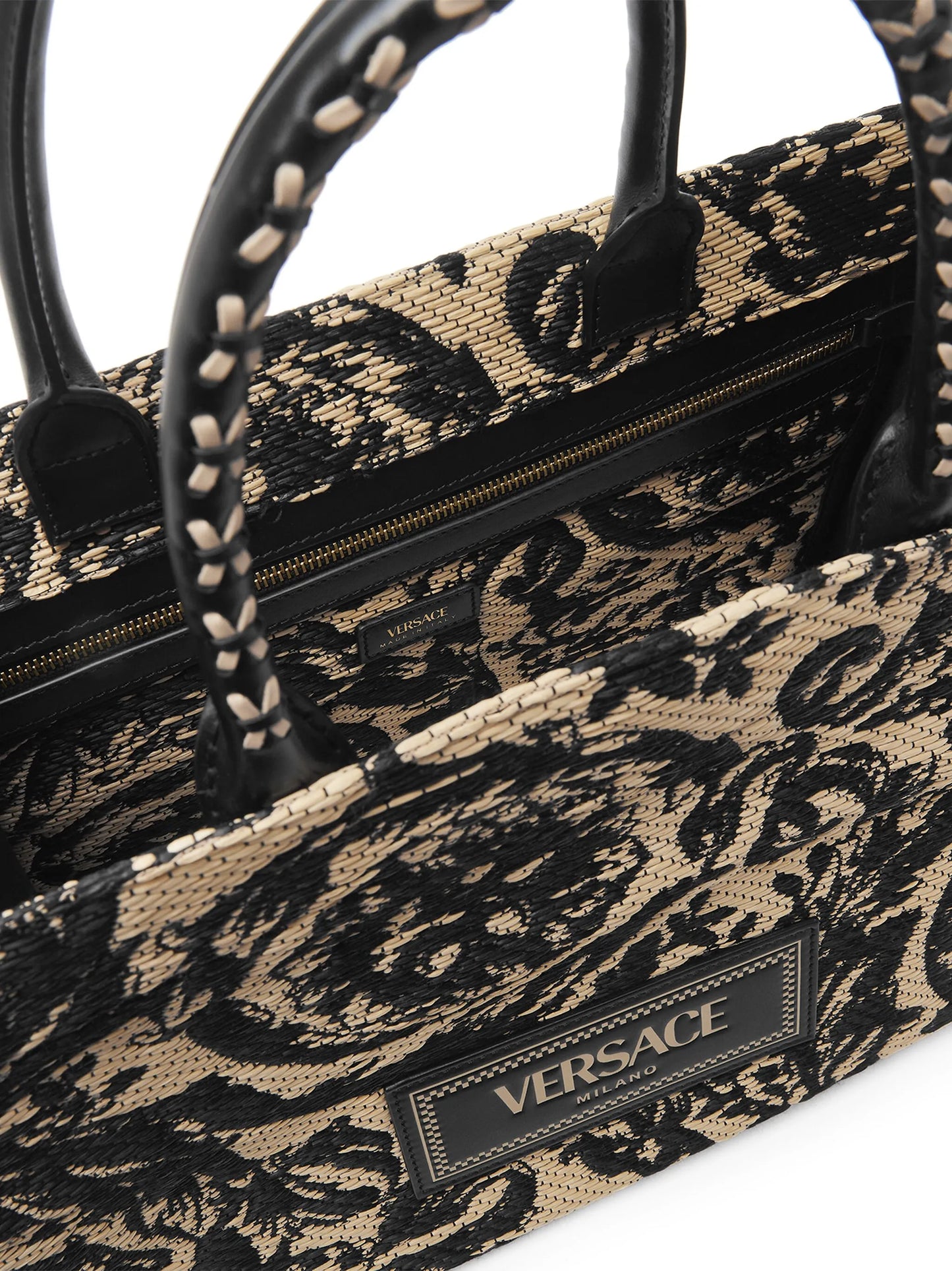 medium Barocco Athena raffia tote bag