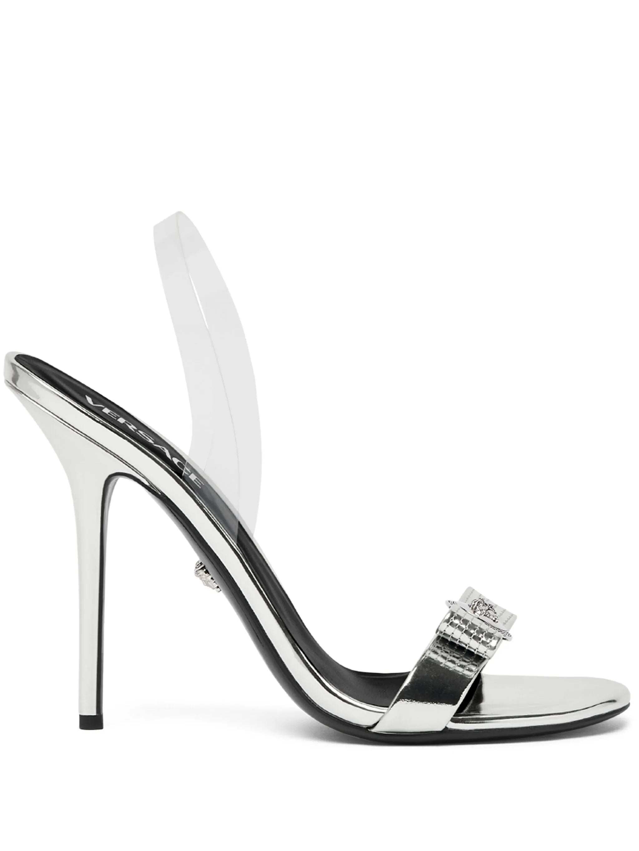 Gianni Ribbon 110mm metallic sandals