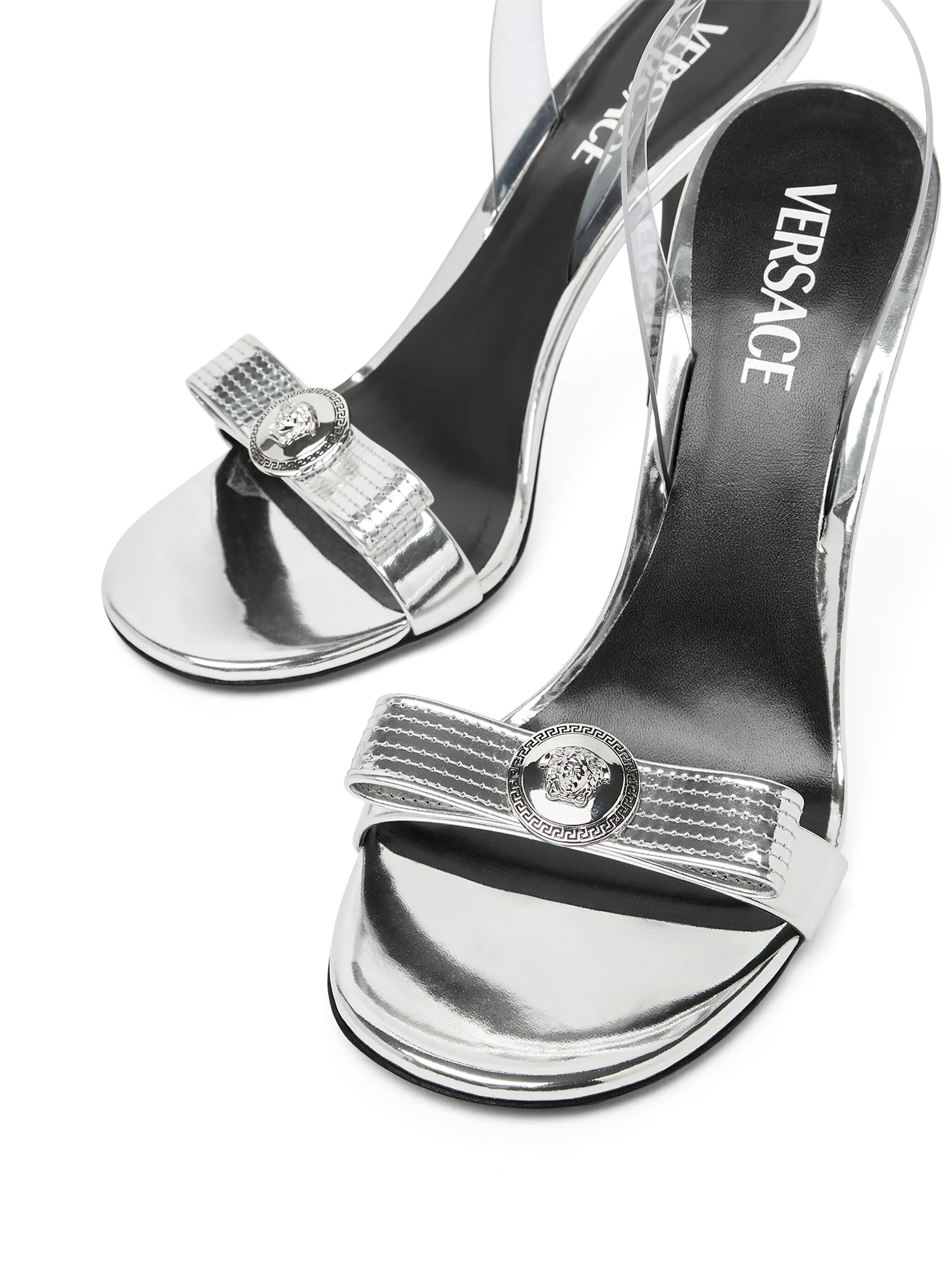 Gianni Ribbon 110mm metallic sandals