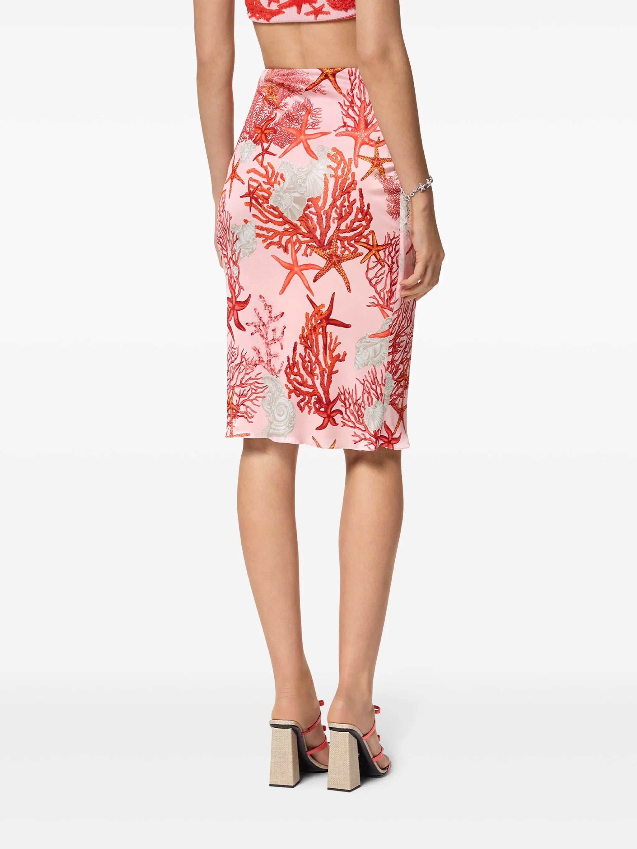 Barocco Sea gathered midi skirt