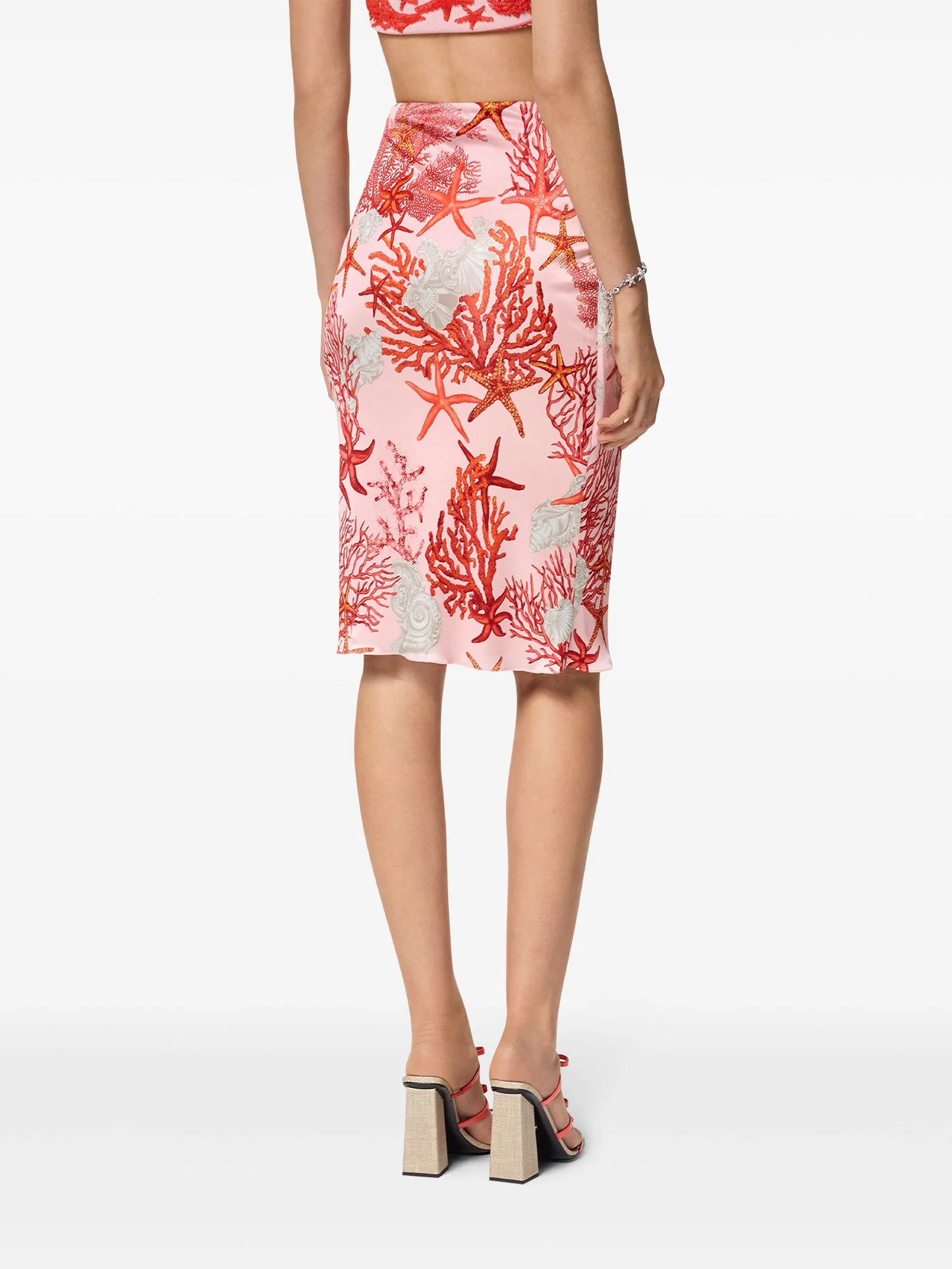 Barocco Sea gathered midi skirt
