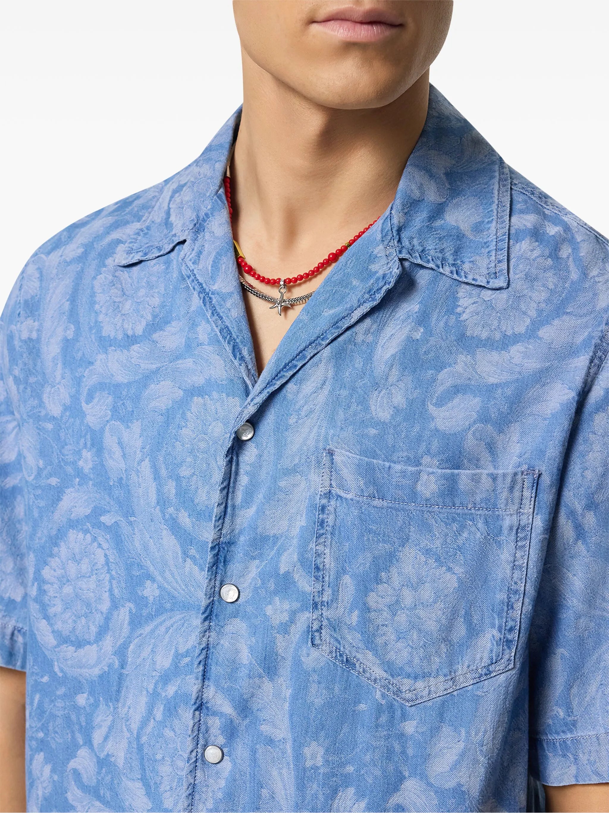 Barocco chambray denim shirt