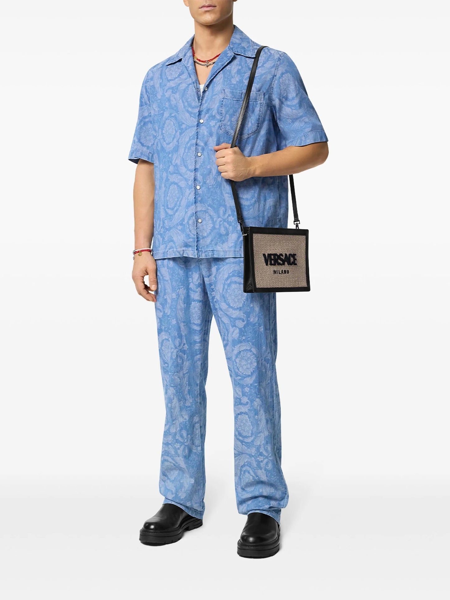 Barocco chambray denim shirt