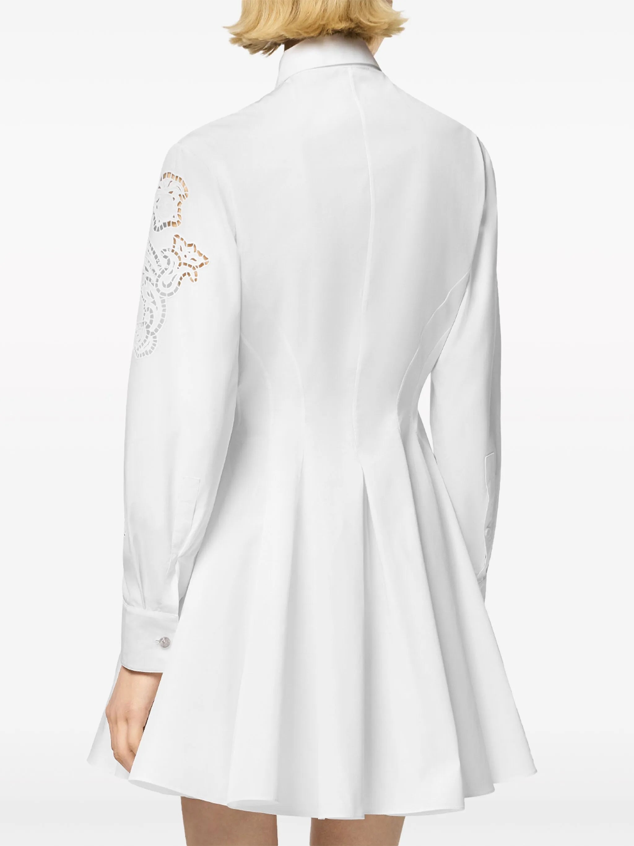 Sangallo-embroidered mini shirt dress