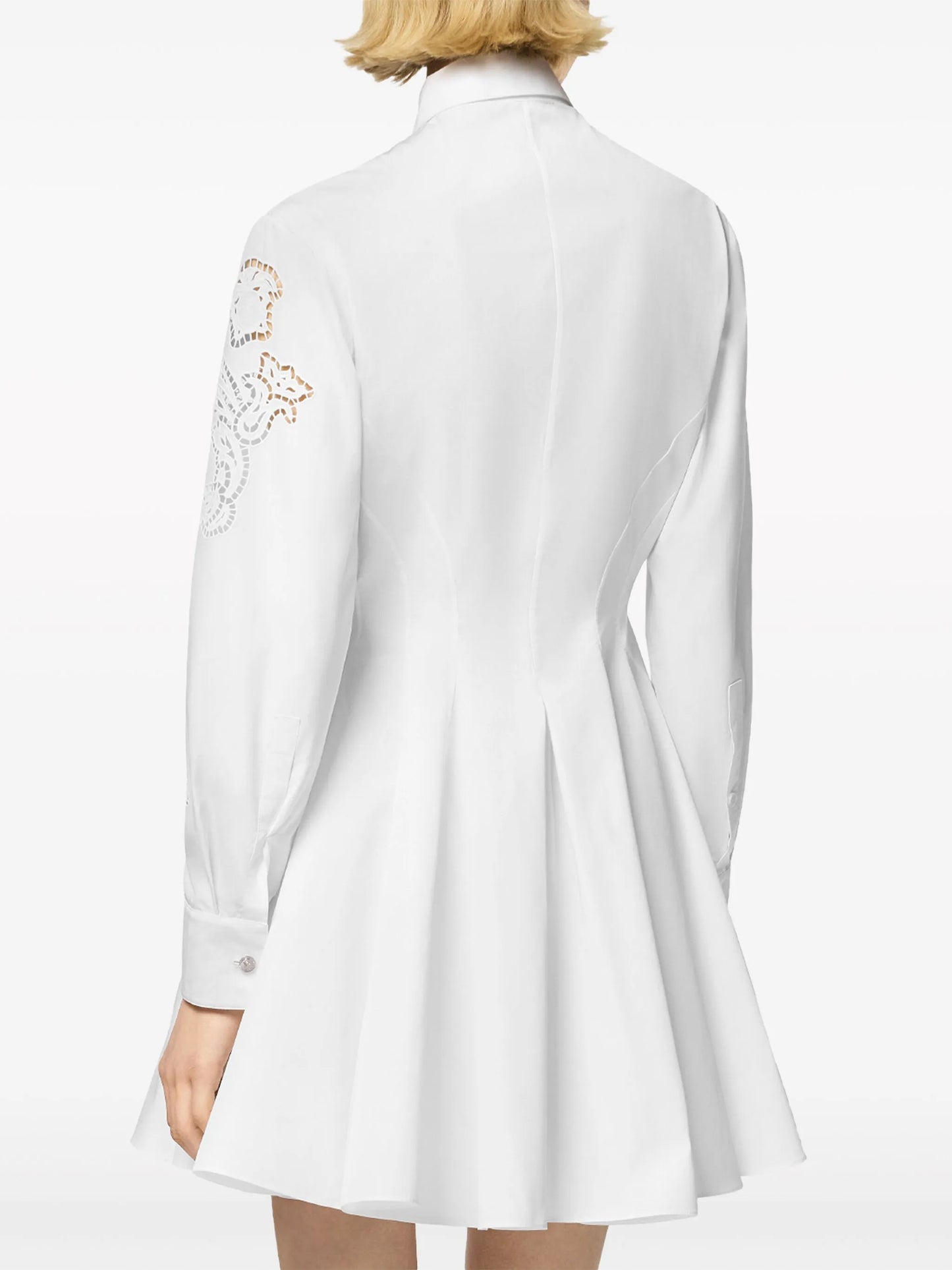 Sangallo-embroidered mini shirt dress