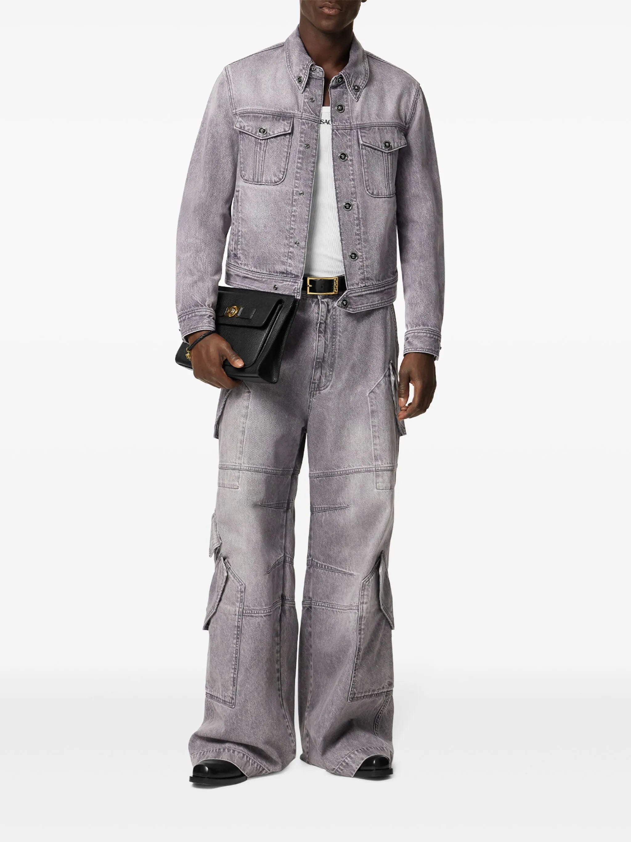 Medusa Head-buttons denim jacket