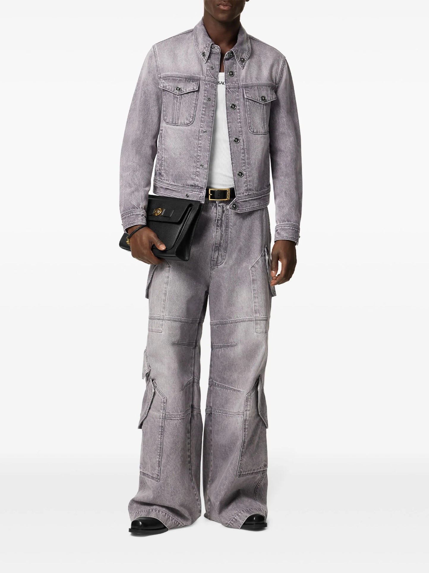 Medusa Head-buttons denim jacket