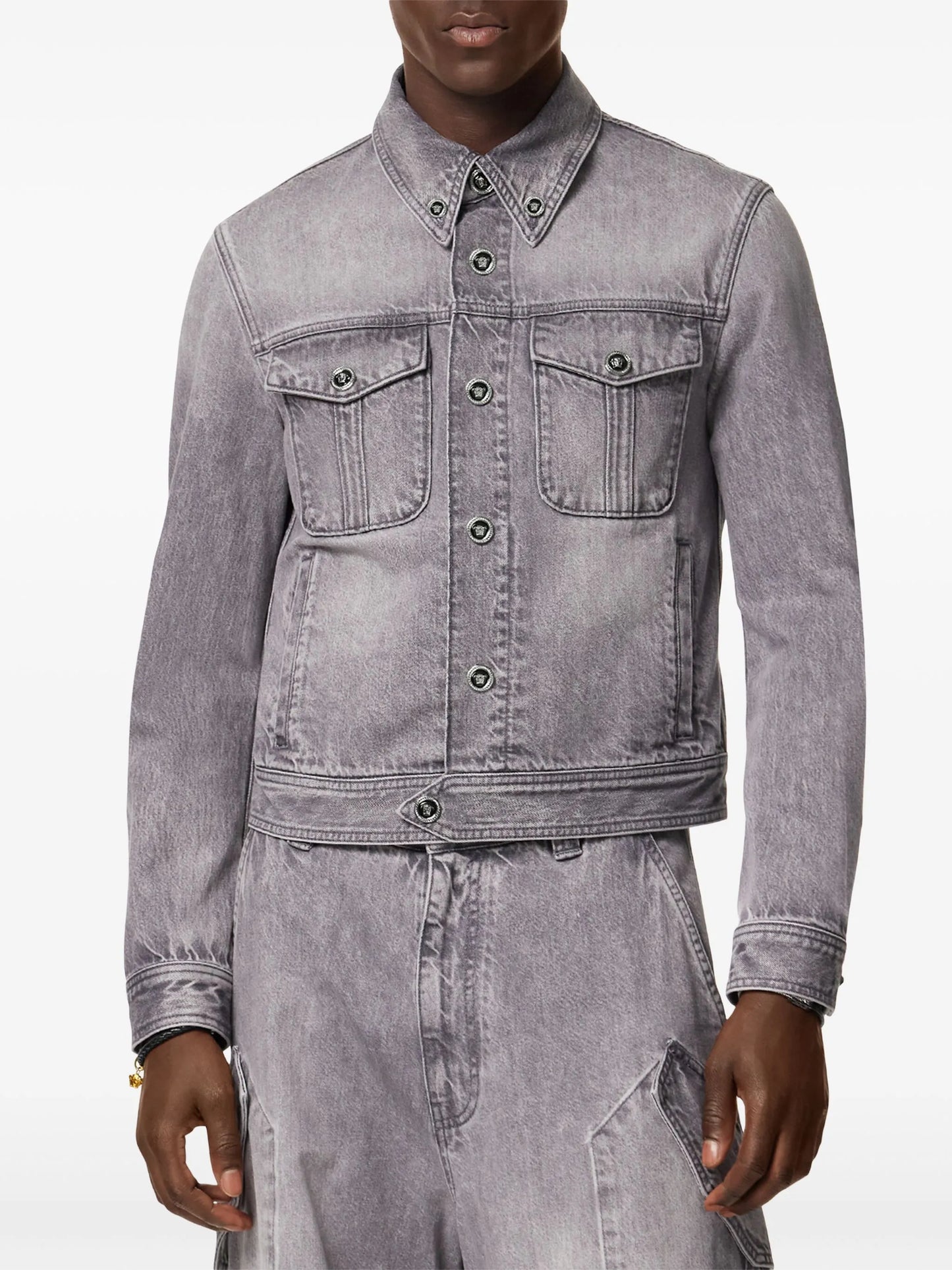 Medusa Head-buttons denim jacket
