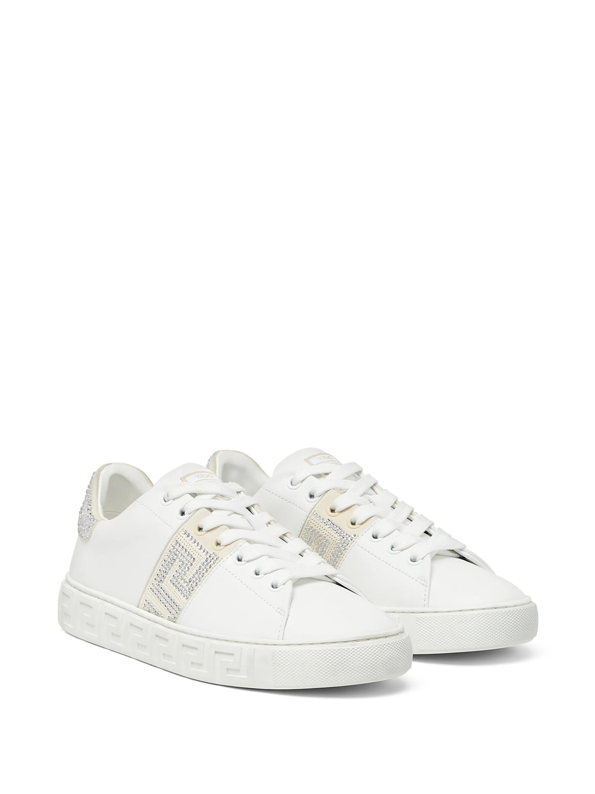 Crystal Greca leather sneakers