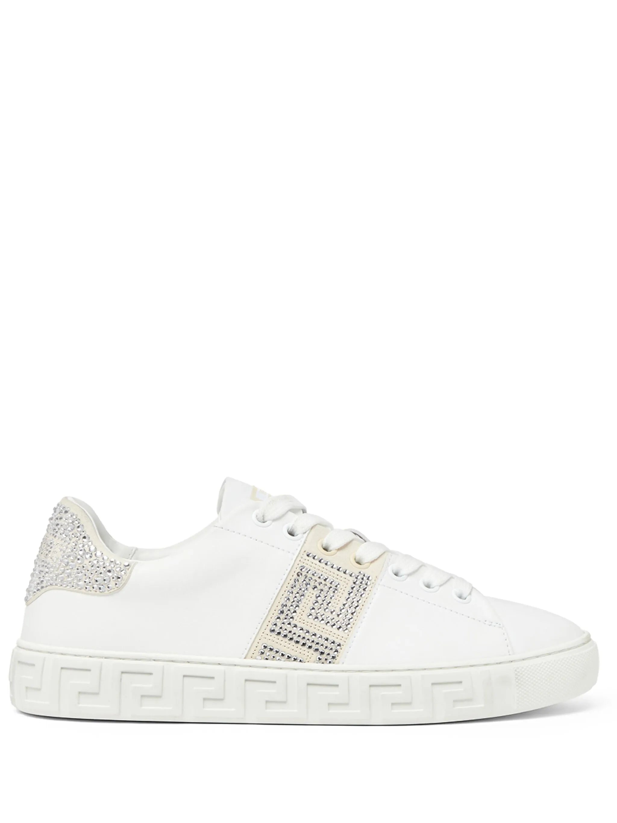 Crystal Greca leather sneakers