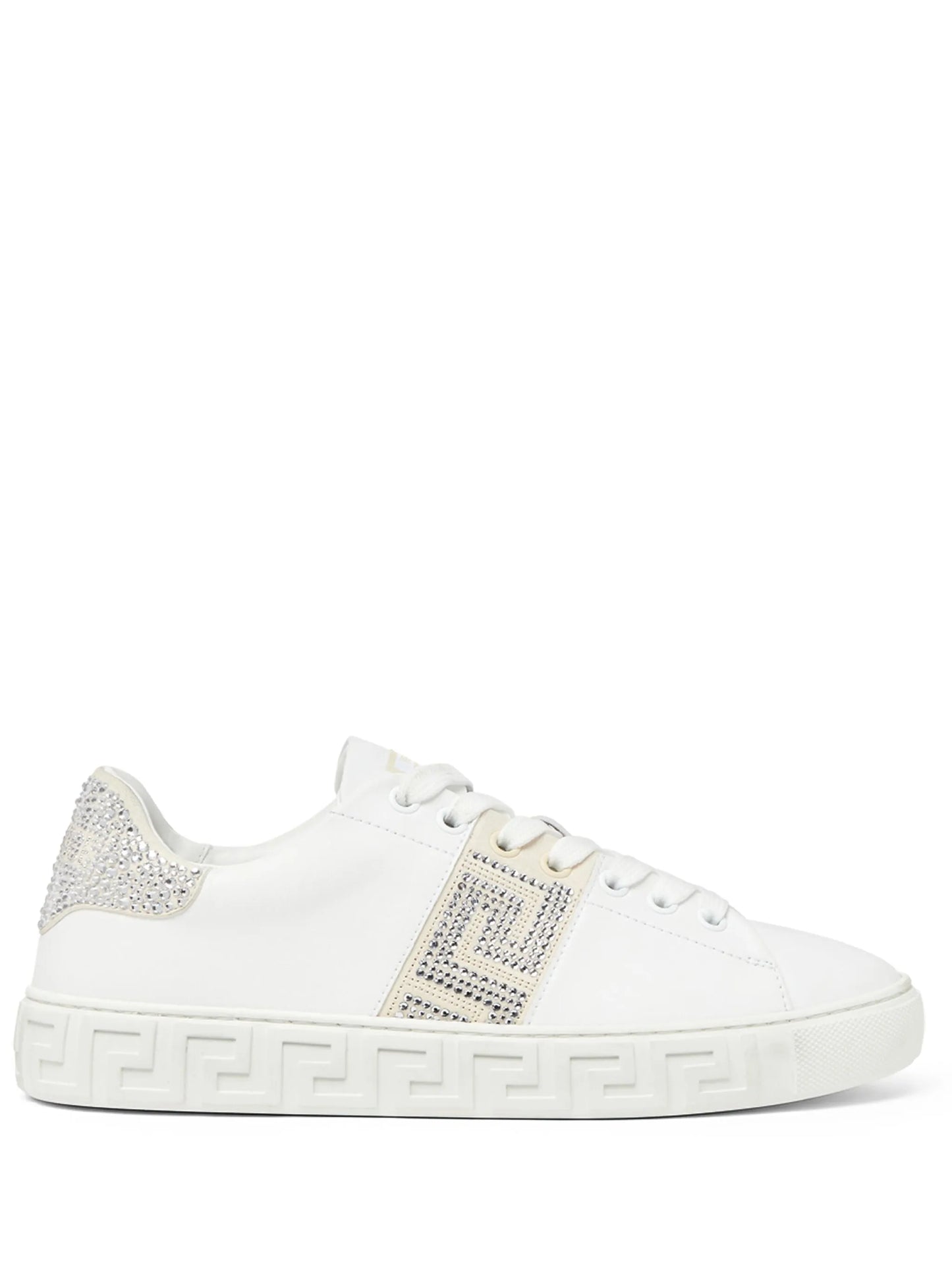 Crystal Greca leather sneakers