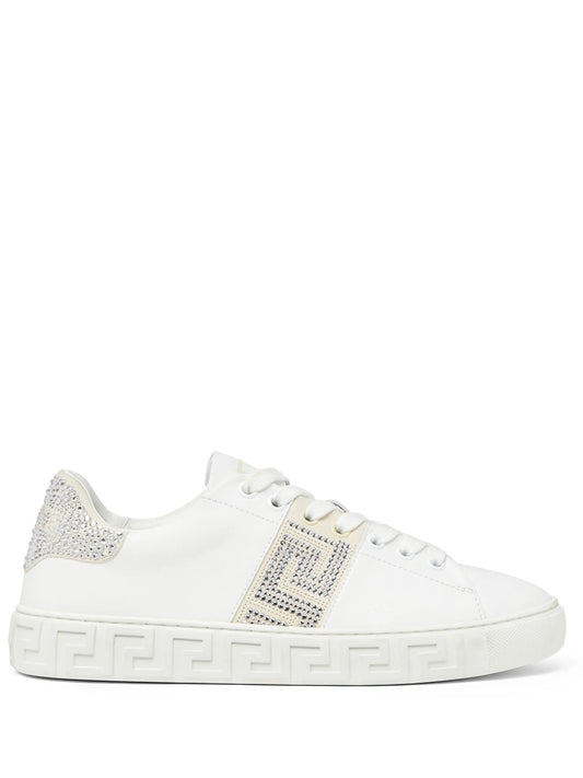 Crystal Greca leather sneakers