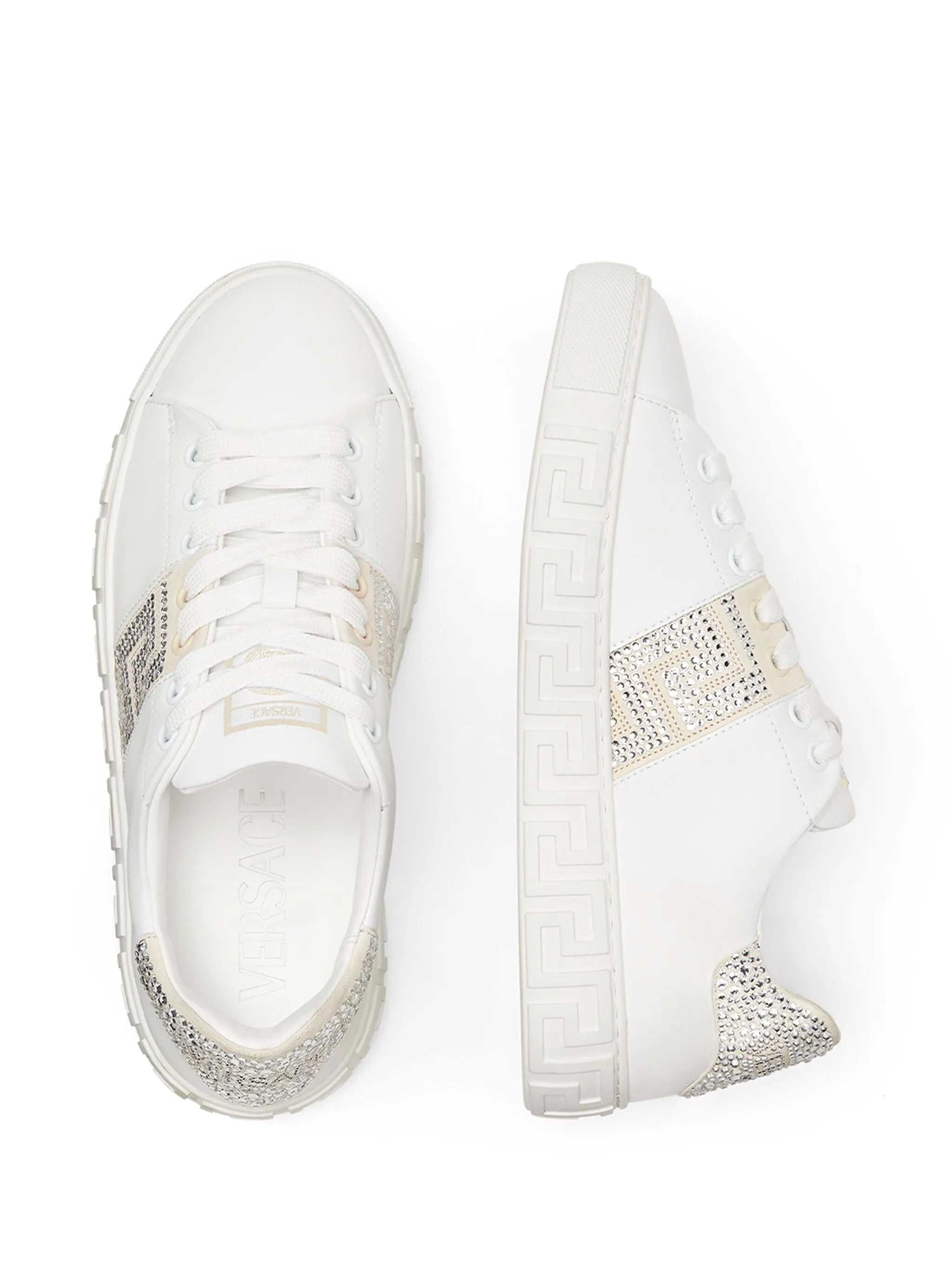 Crystal Greca leather sneakers