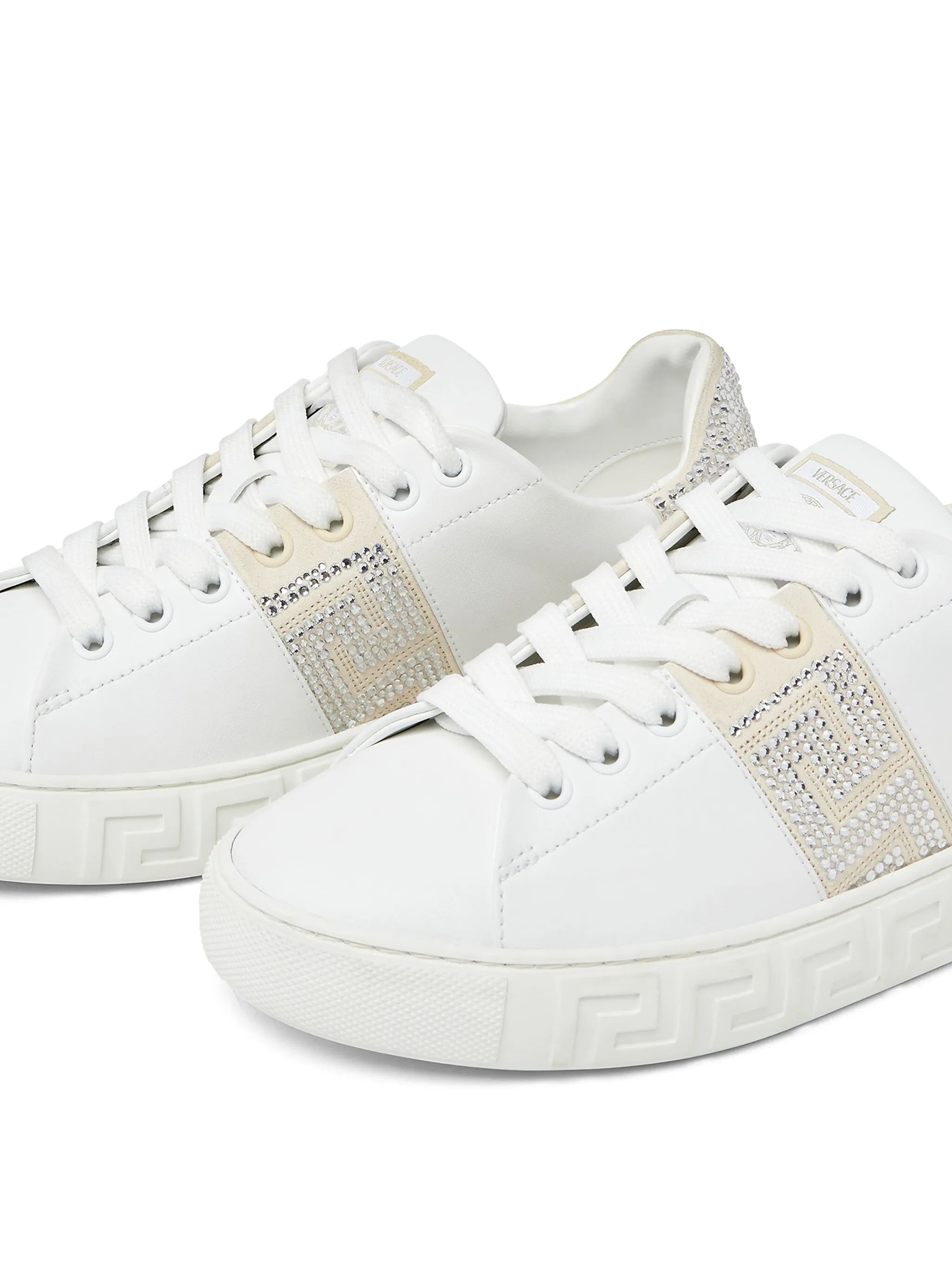 Crystal Greca leather sneakers