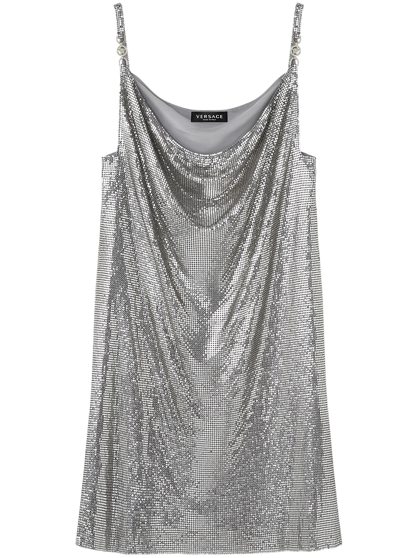 mini cowl-neck mesh dress