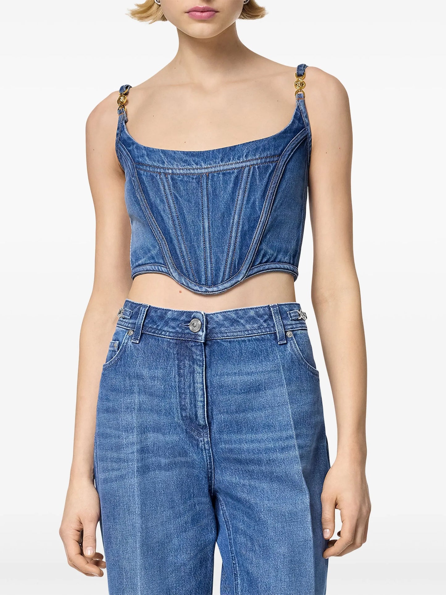 Medusa '95 denim corset top