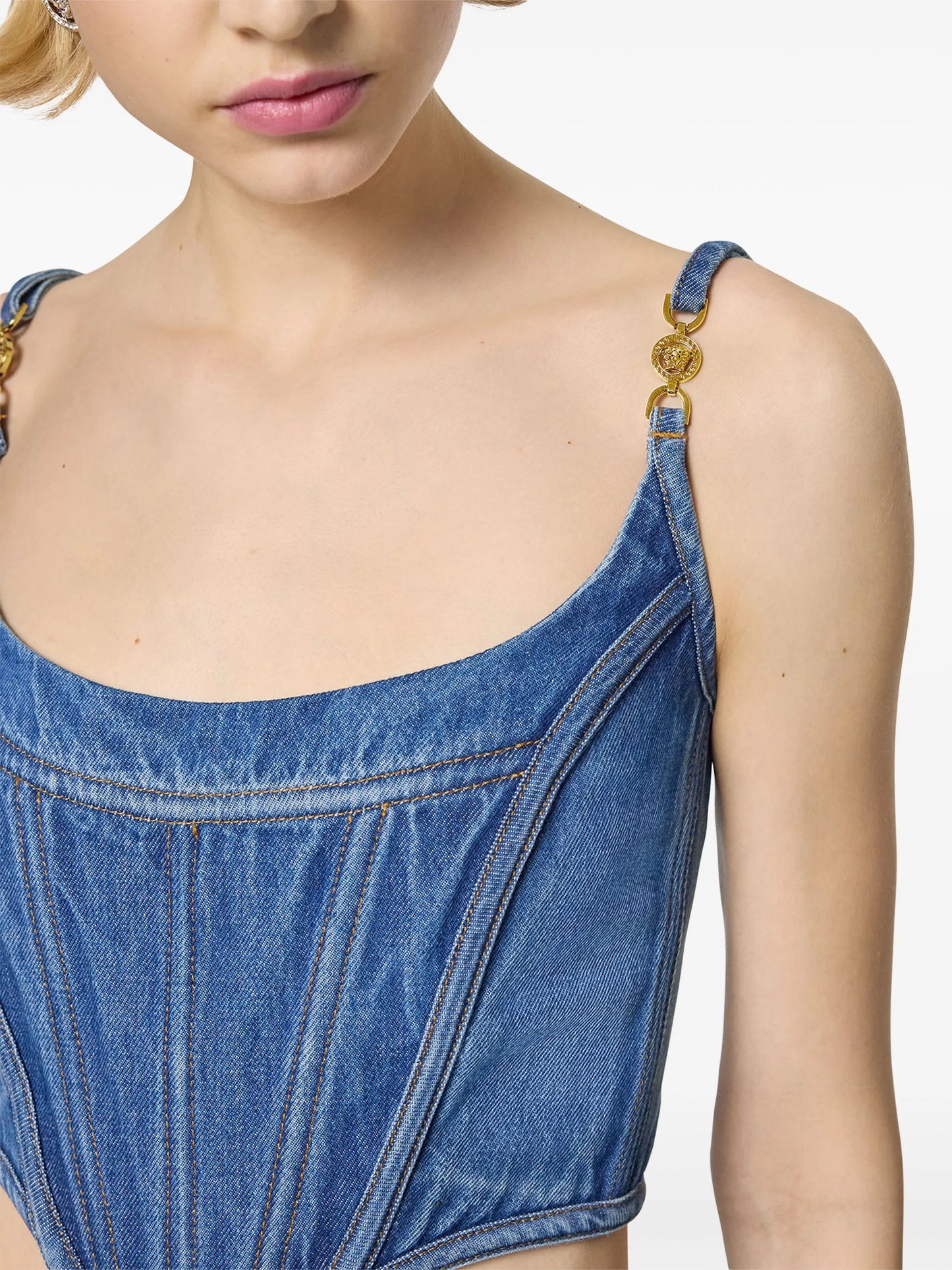 Medusa '95 denim corset top