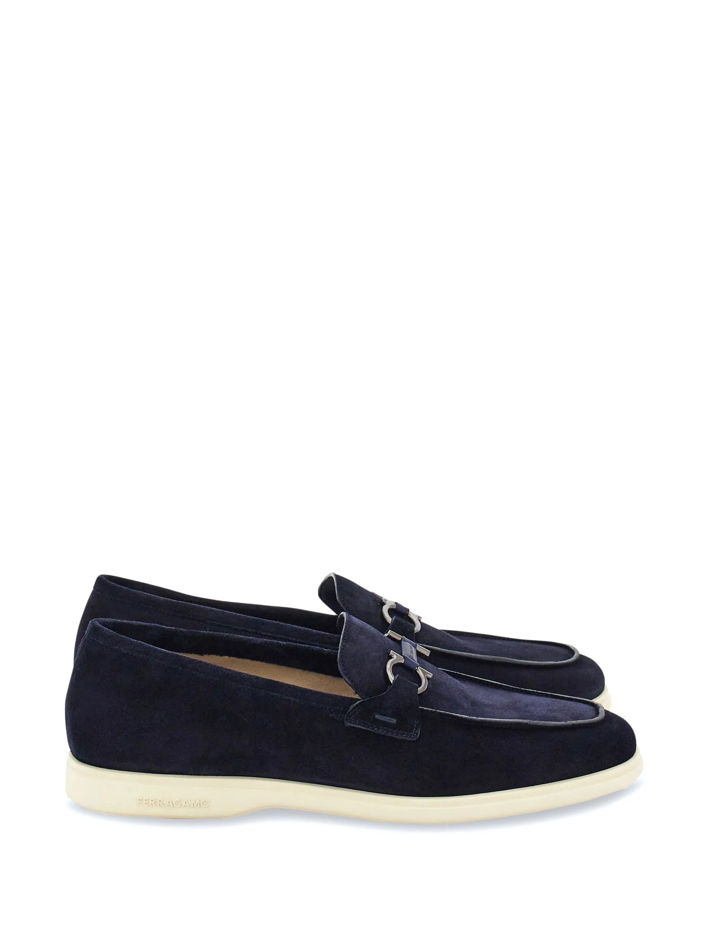 Gancini-ornament suede loafers