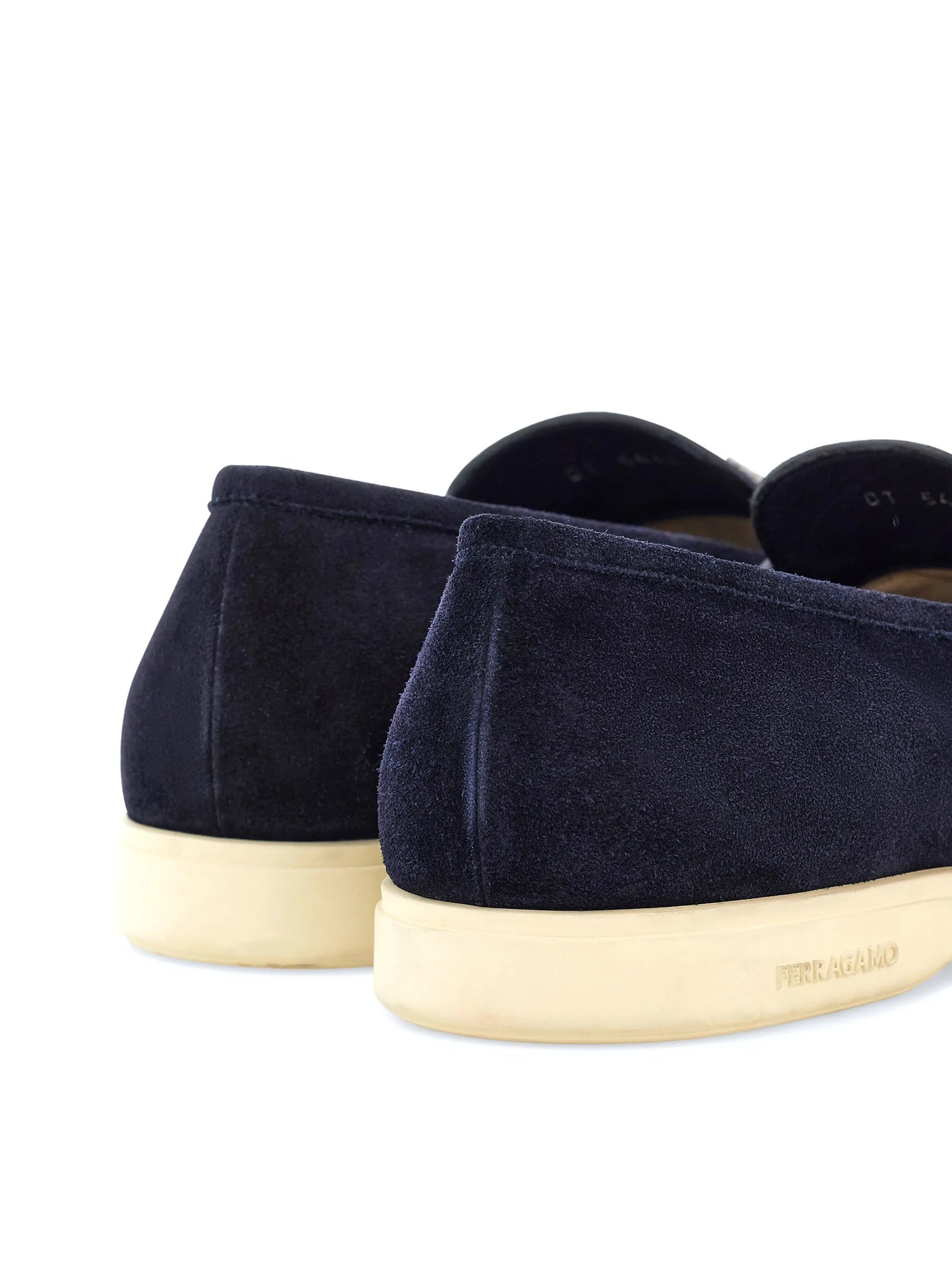 Gancini-ornament suede loafers